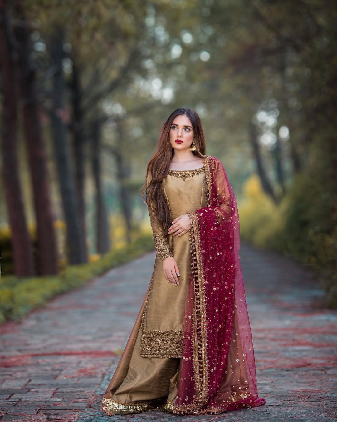 Good Looking Sequin Work Beige Color Top Palazzo With Dupatta