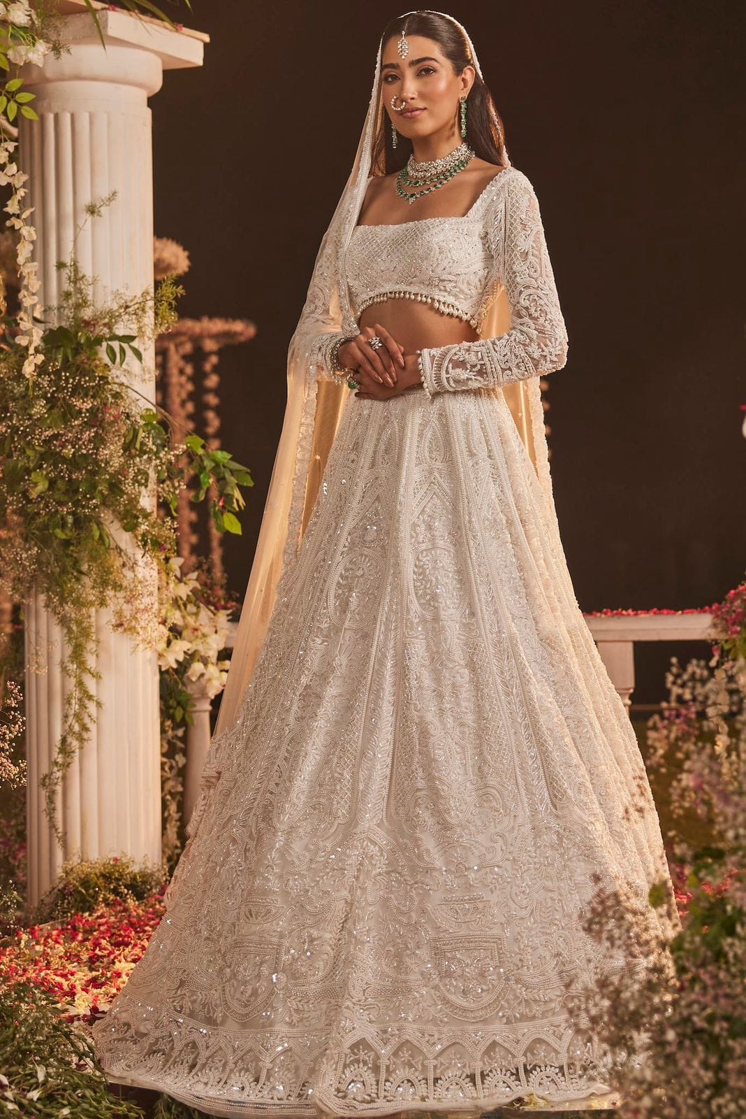 Adorable Butterfly Net White Color Lehenga Choli