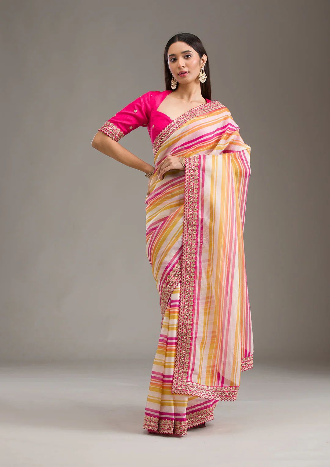 Mesmerizing Pink Tabby Silk Cording Work Saree