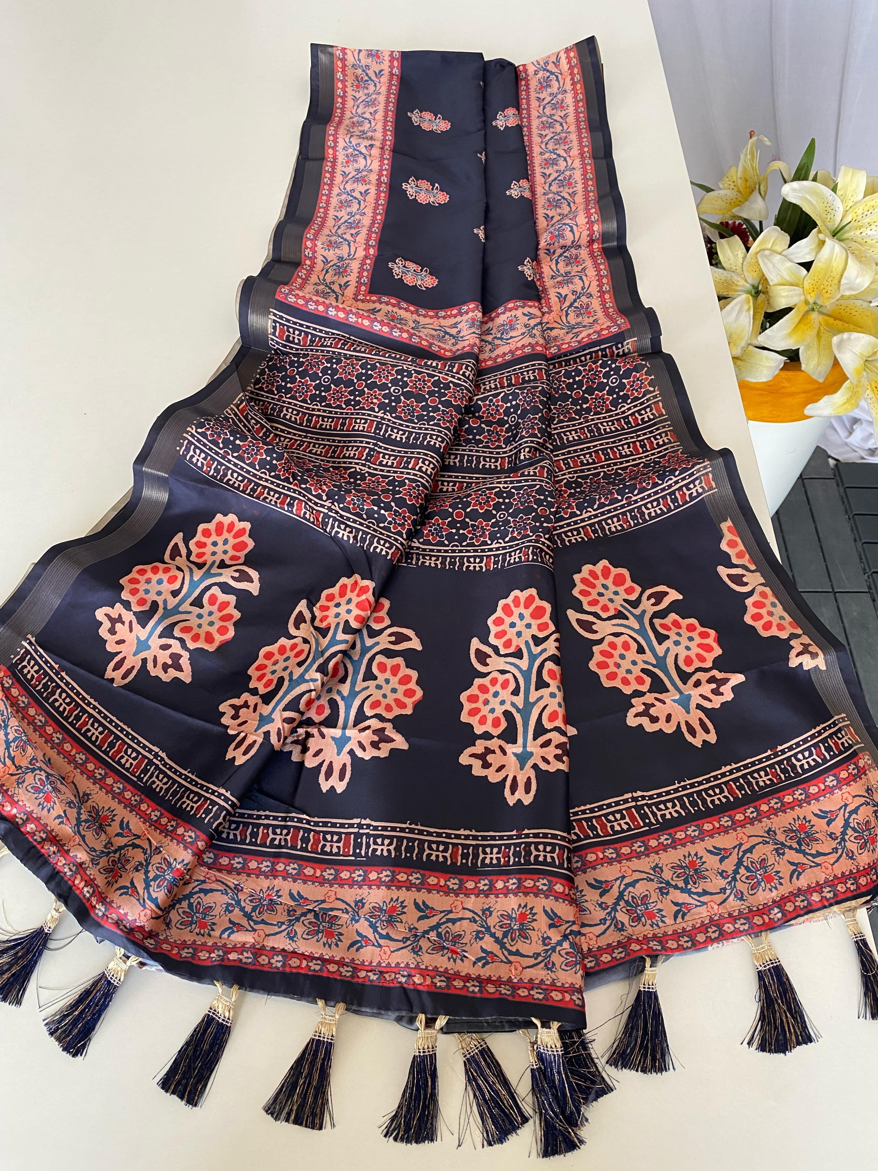 Adorable Dolla Viscose Navy Blue Color Saree
