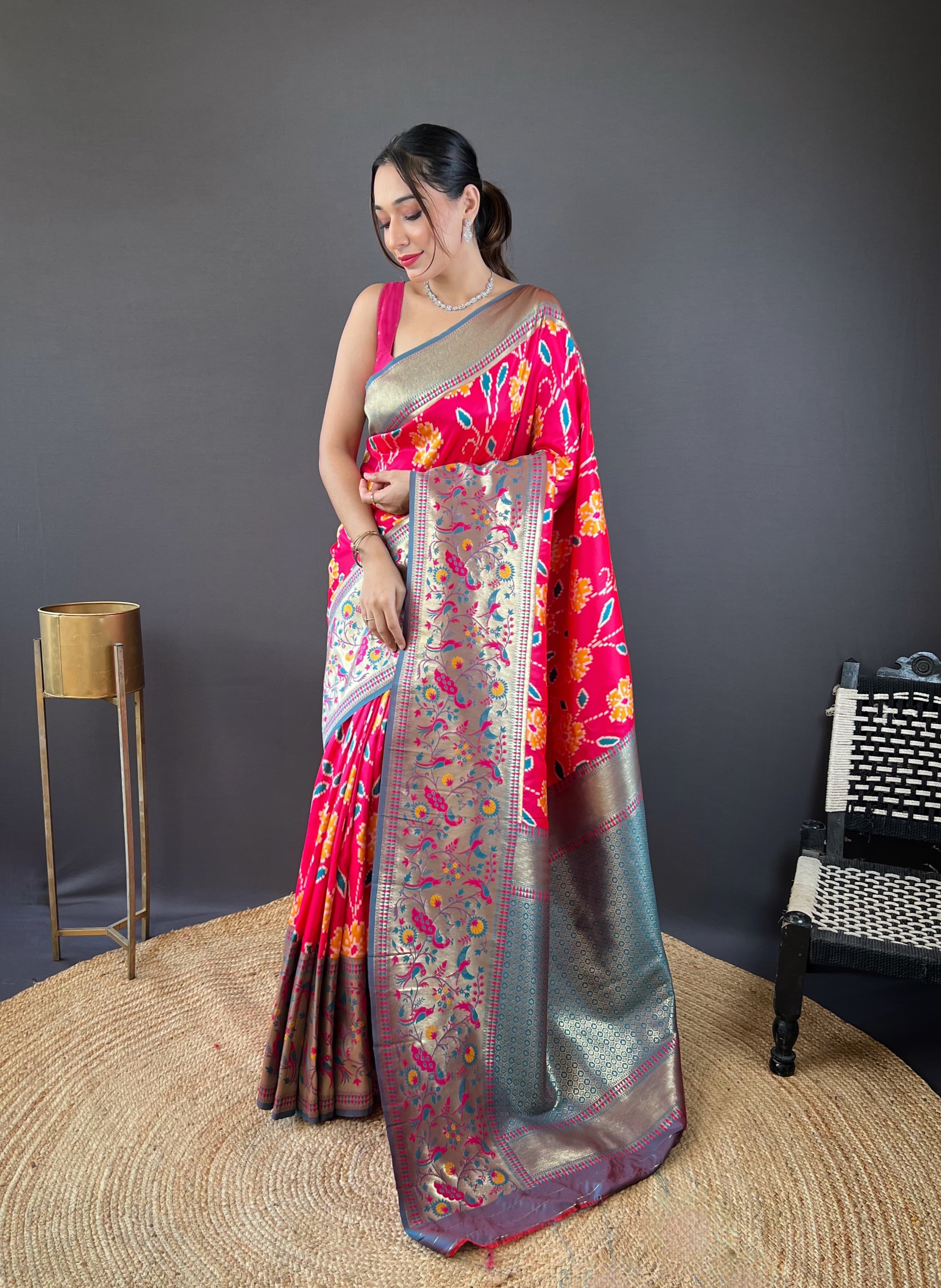 Adorable Silk Patola Weaving Pink Color Saree