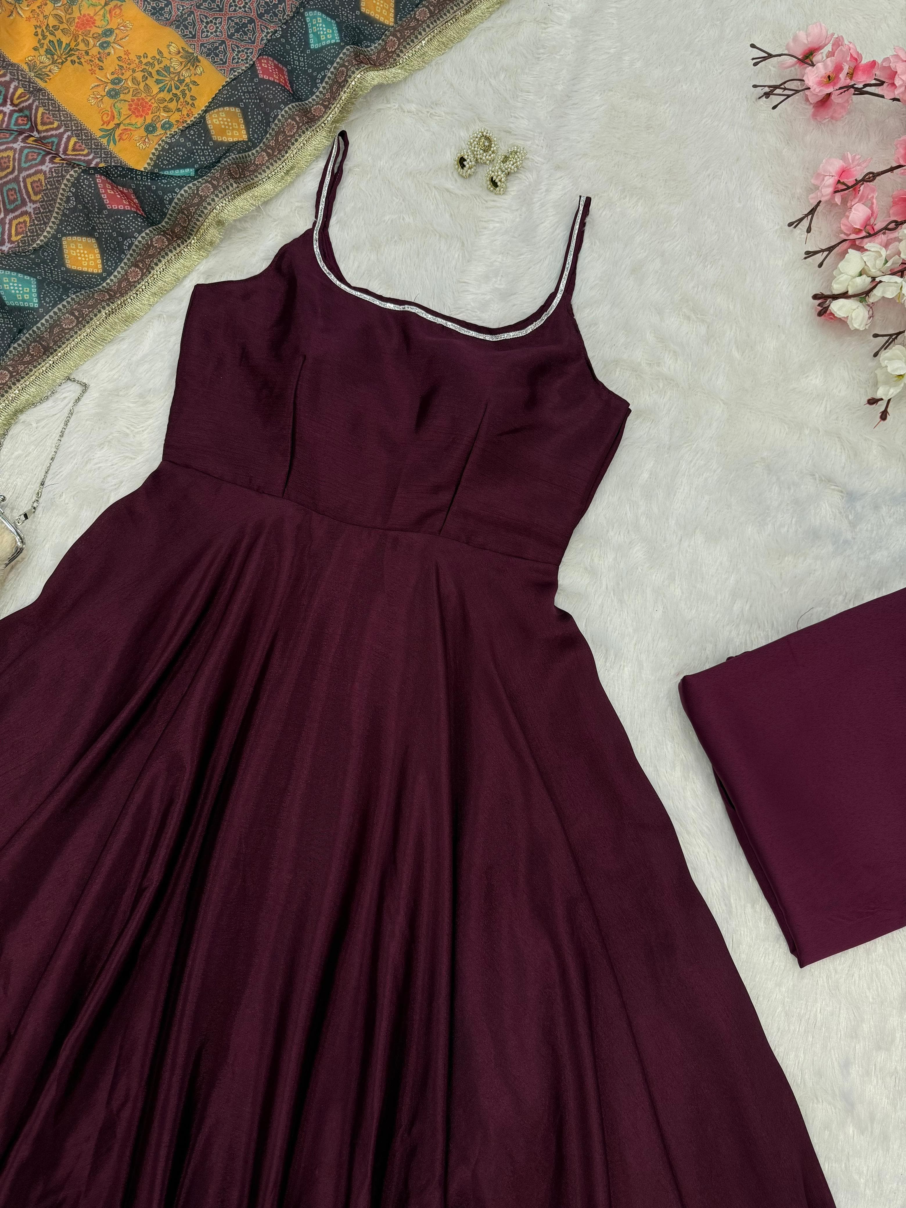 Wine Color Huge Flair Exclusive Anarkali Suit
