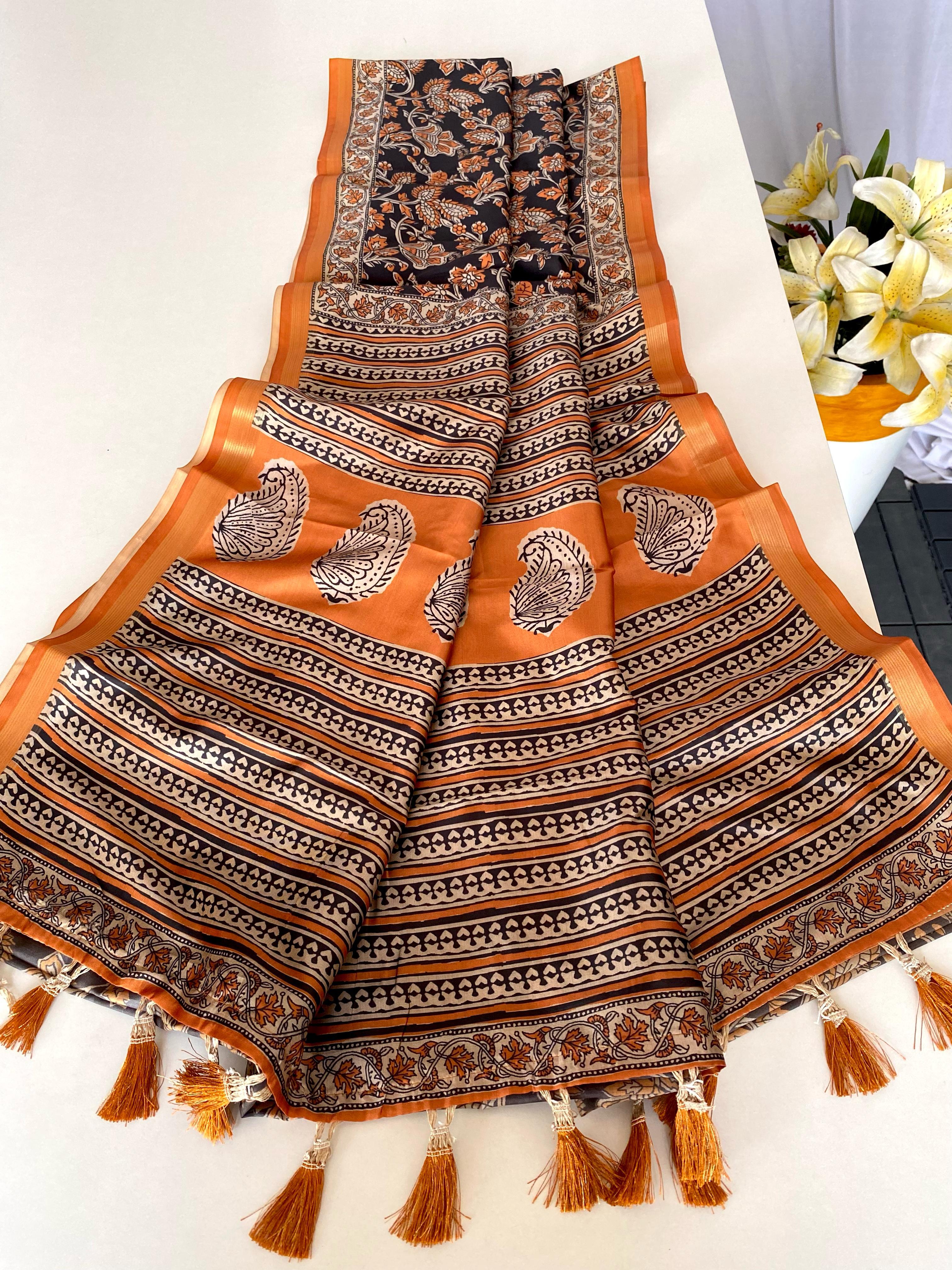 Adorable Dolla Viscose Orange Color Saree