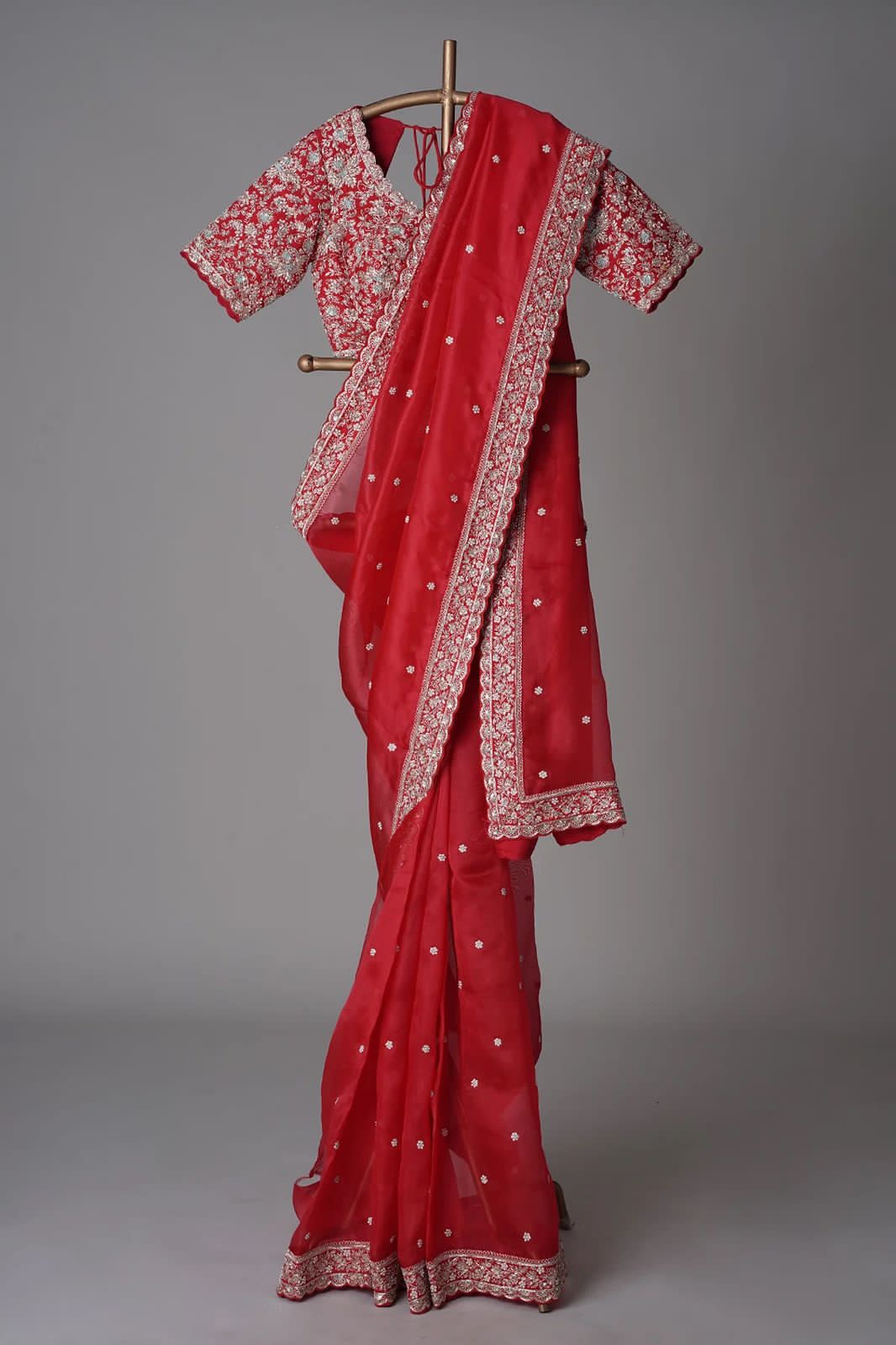 Ravishing Red Color Tabby Silk Saree