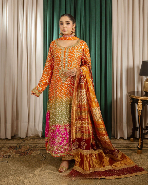 Bandhni Print With Sequence Work Multicolor Palazzo Suit