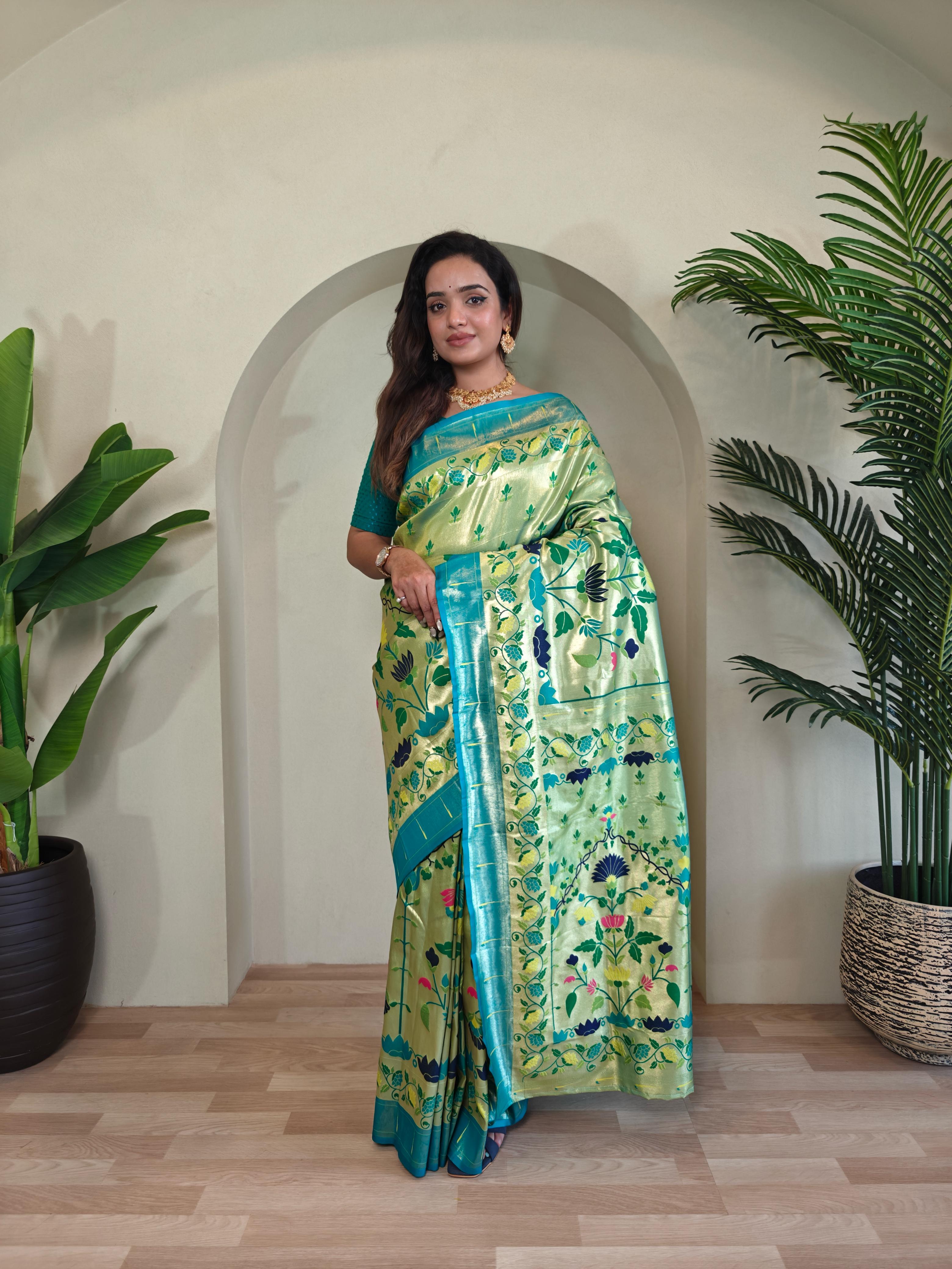 Wonderful Paithani Silk Perrot Color Saree