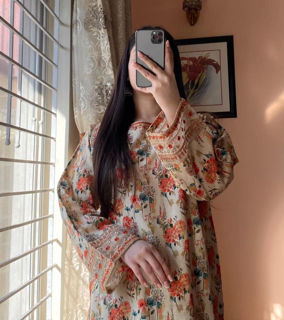 Beige Color Flower Printed Co-ord Set