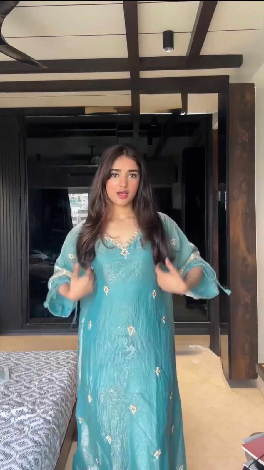 Alluring Fendy Silk Sky Color Salwar Suit