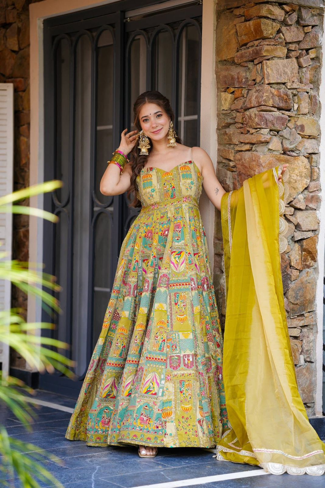 Printed Organza Silk Multi Color Anarkali Suit
