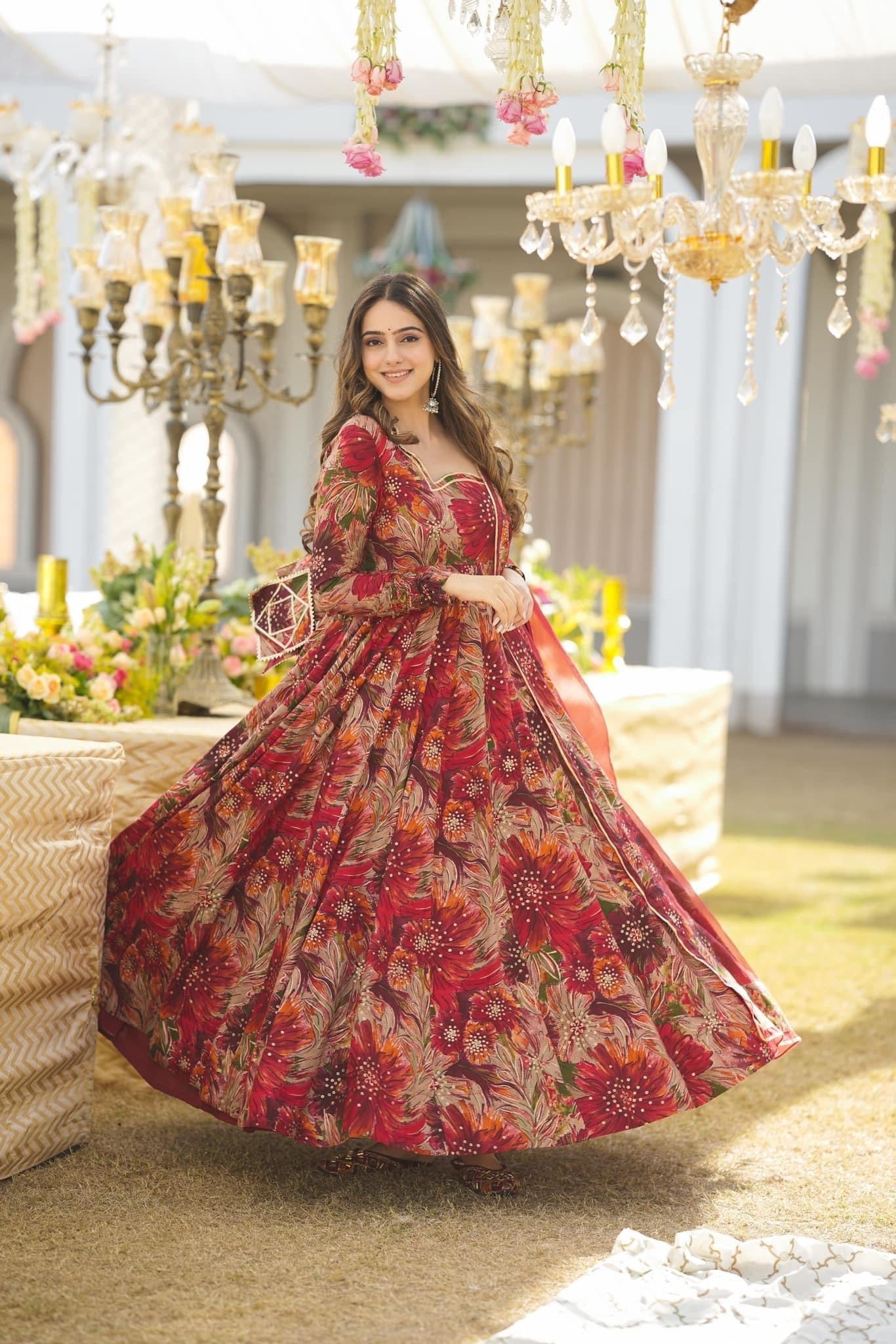 MALTI COLOUR  DIGITAL PRINTED ANARKALI SUIT SET