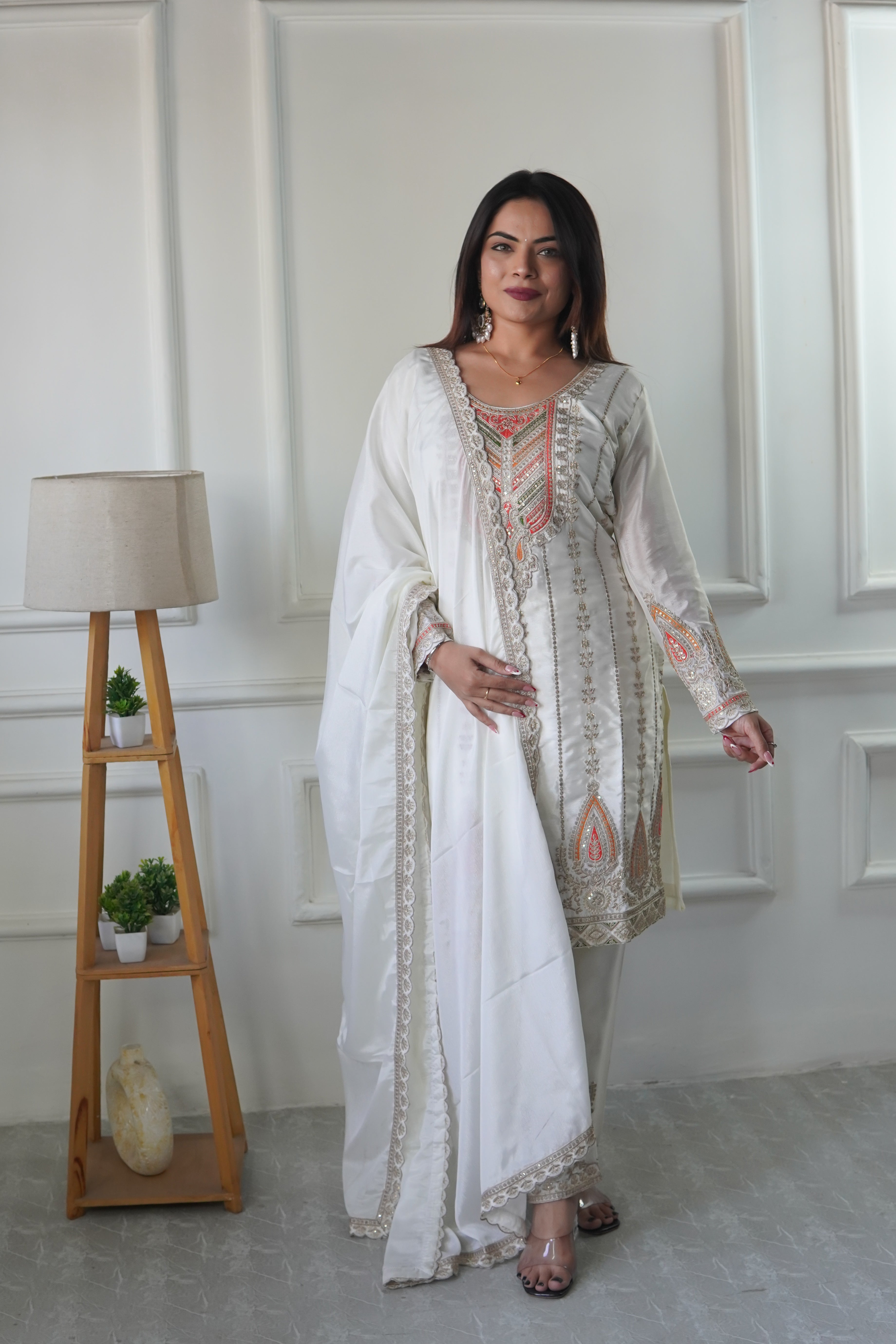 Adorable Sequence Work White Color Salwar Suit