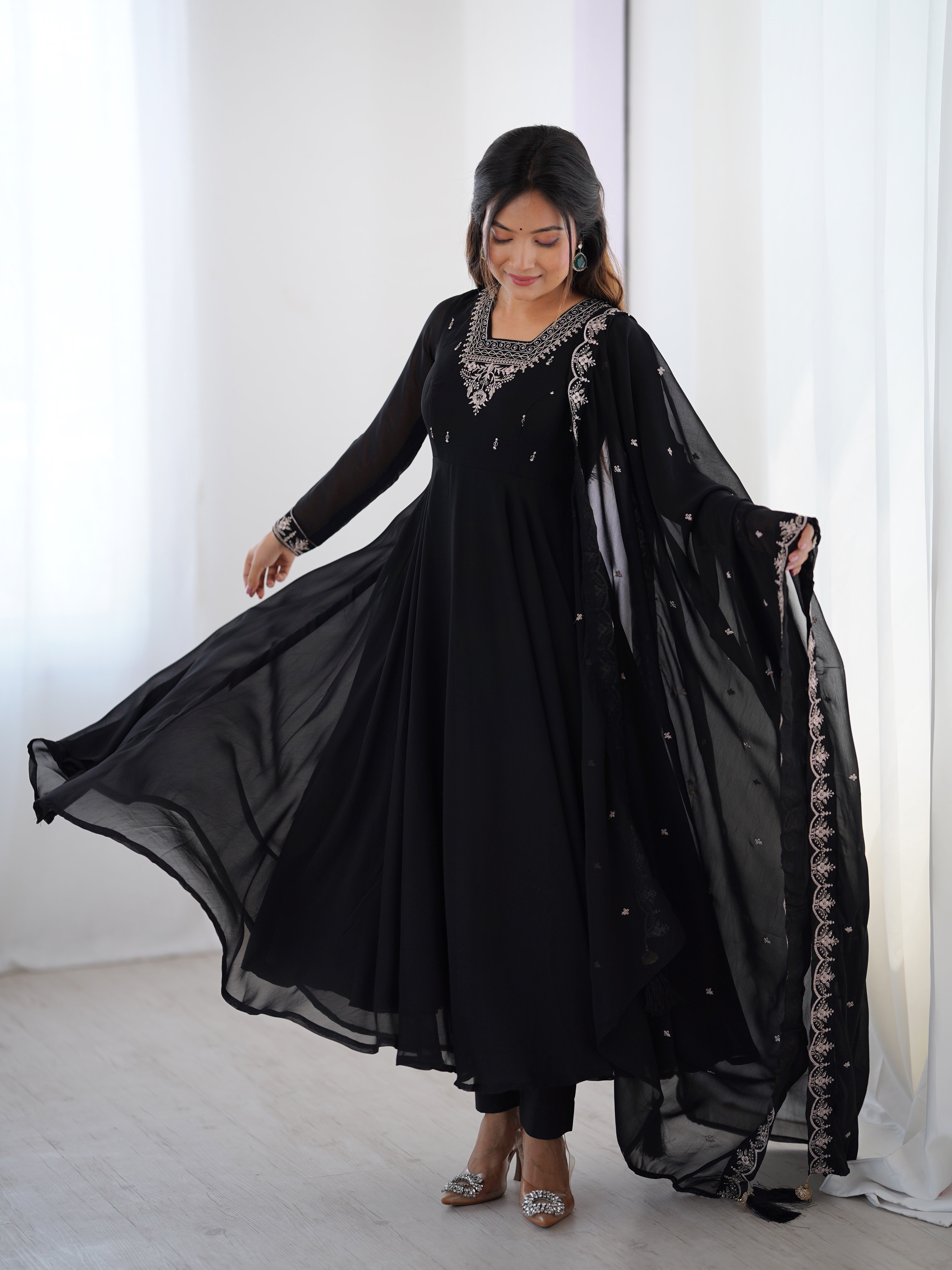 Adorable Black Color Anarkali Gown