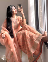 Premium Designer Jimmy Choo Top, Palazzo and Dupatta Set with Heavy Embroidery Work