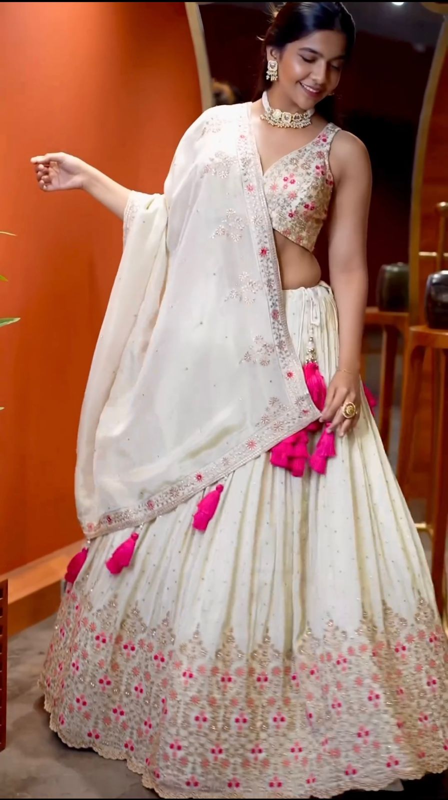 White Color Georgette Sequence Work Lehenga Choli