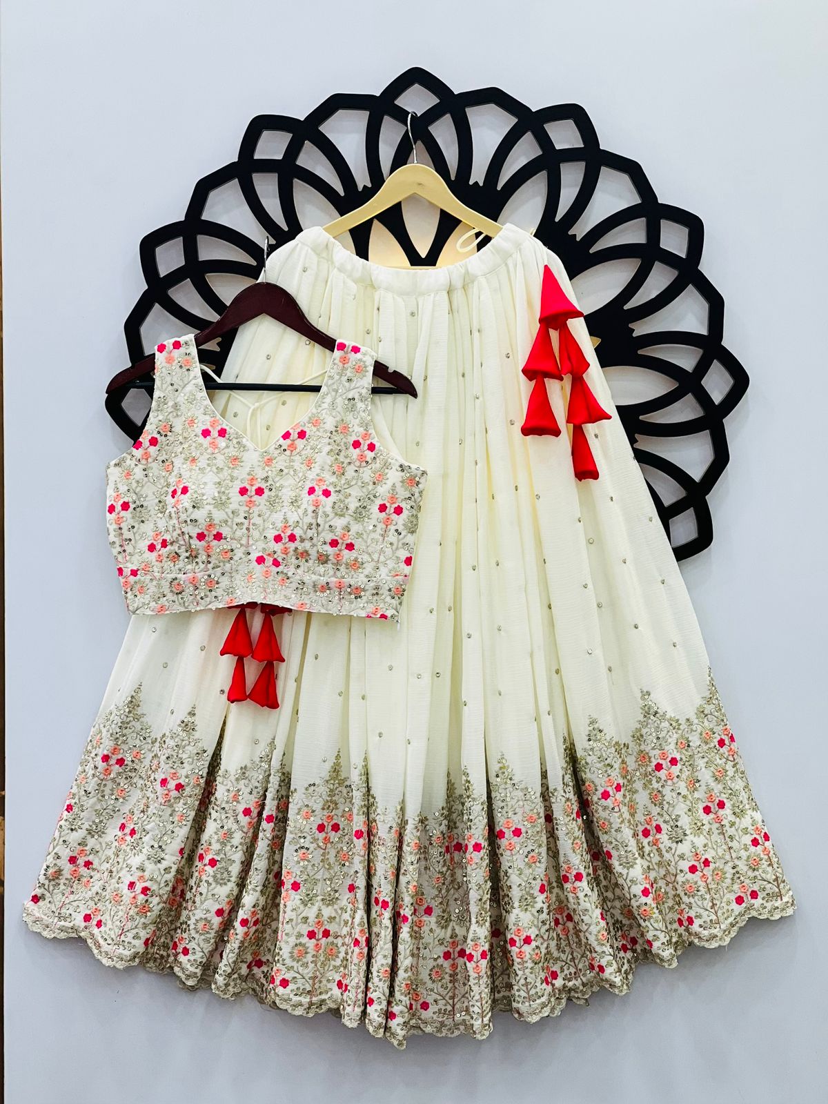 White Color Georgette Sequence Work Lehenga Choli
