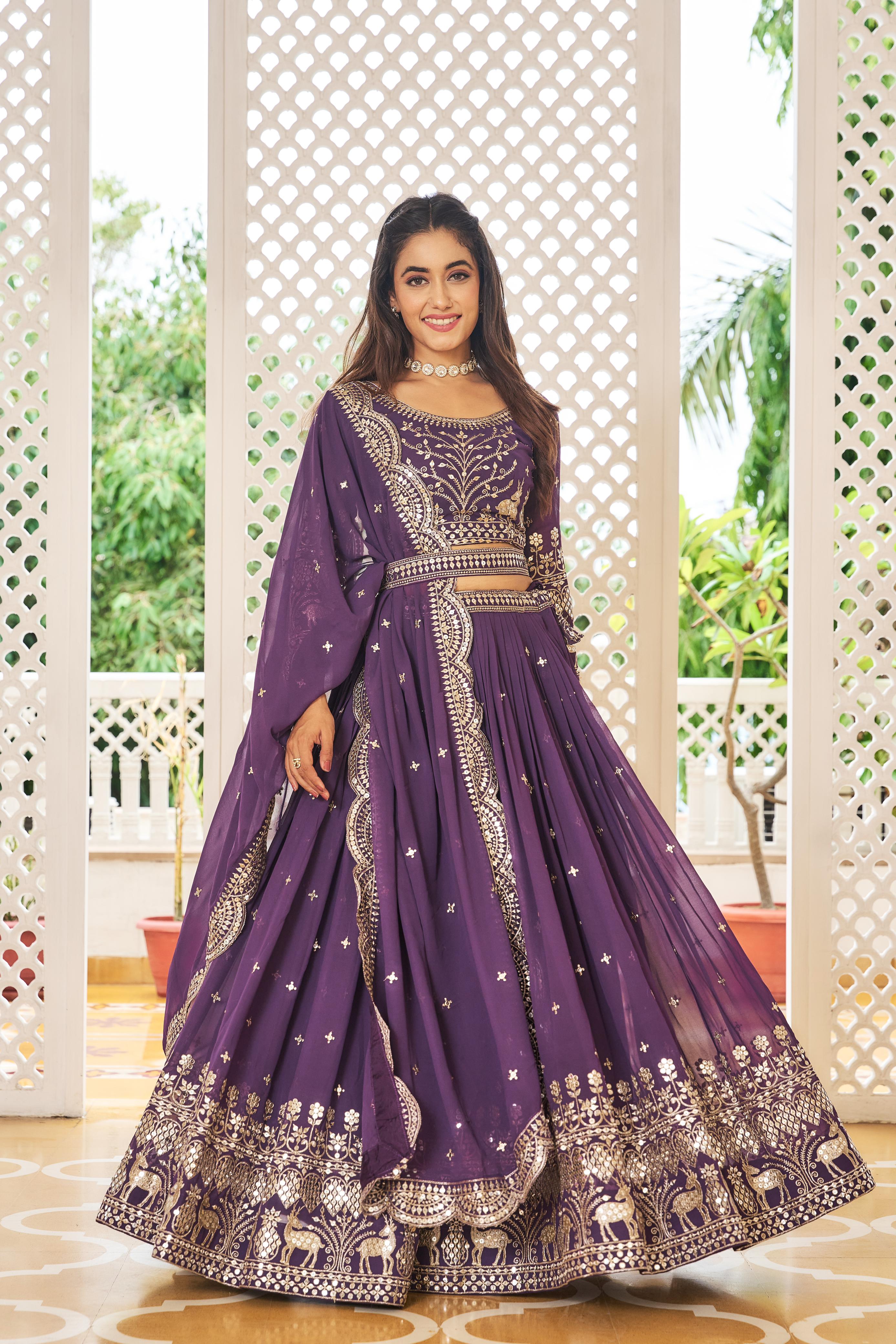 Wedding Wear Purple Color Sequence Work Lehenga Choli
