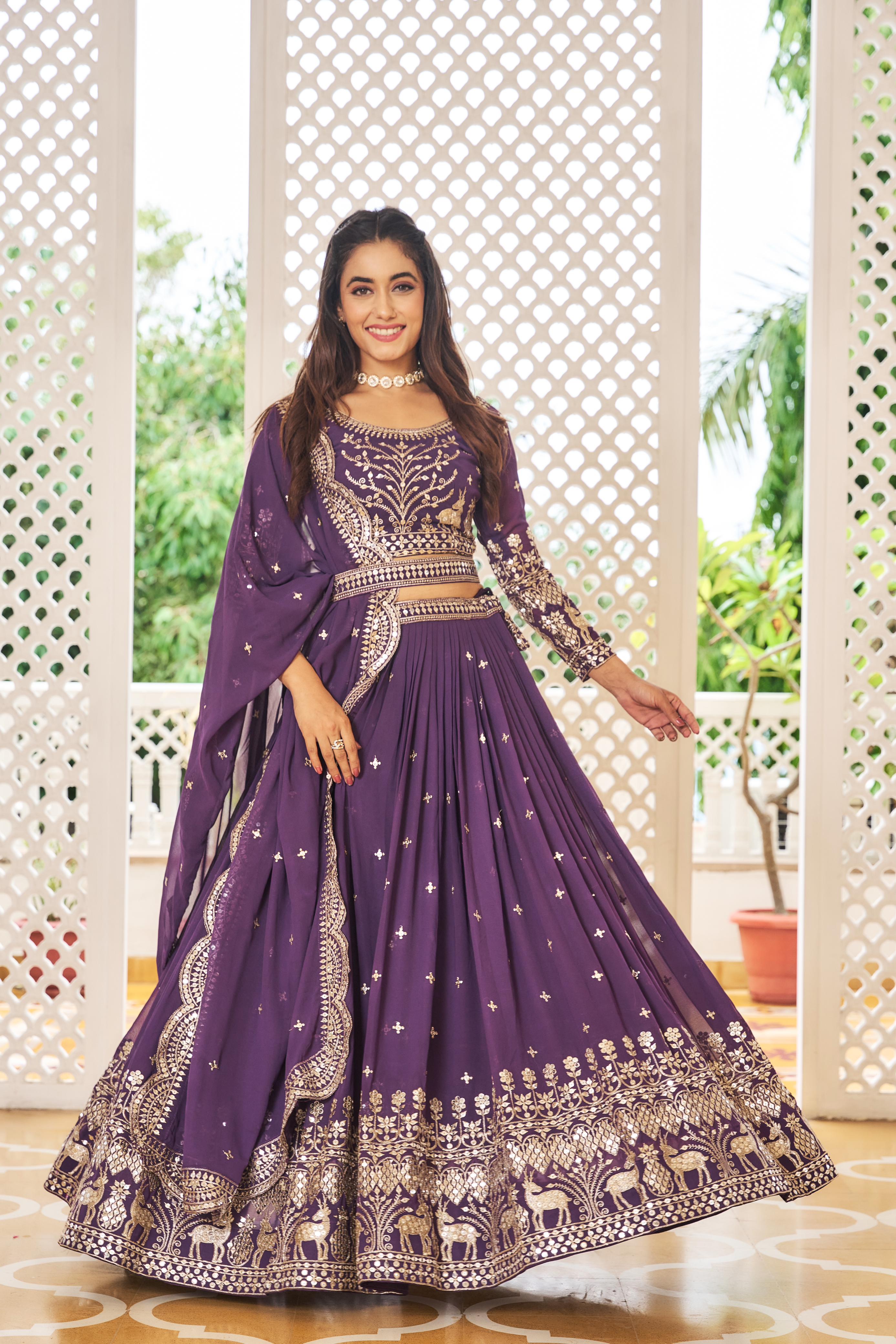 Wedding Wear Purple Color Sequence Work Lehenga Choli
