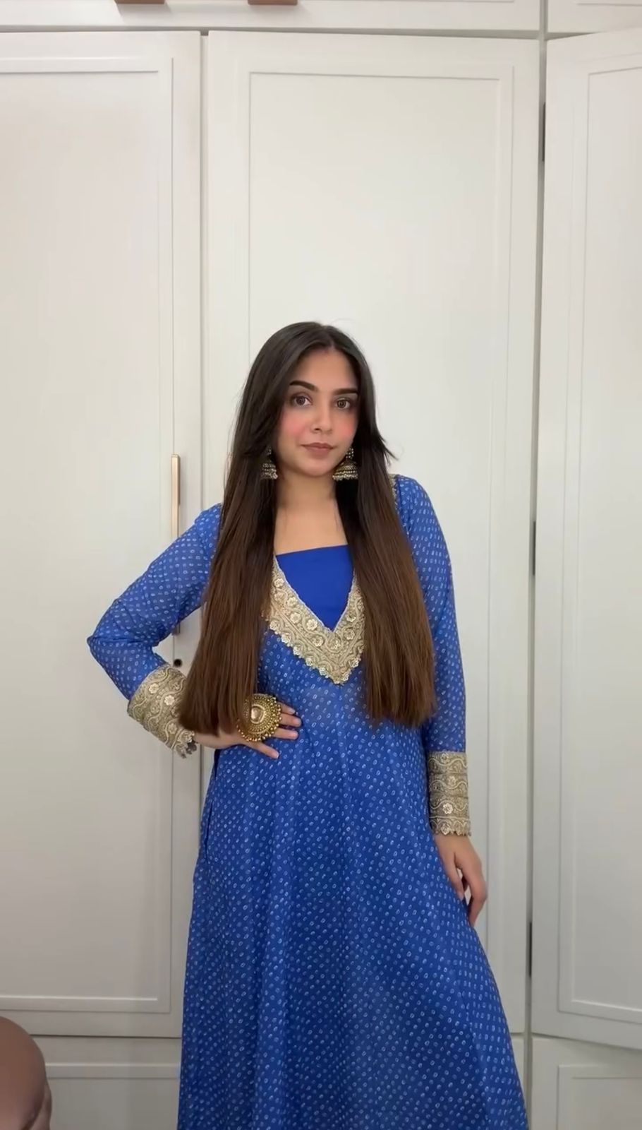 Blue Color Georgette Printed Innovative Suit Set