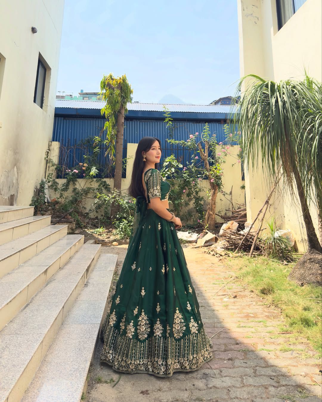 Function Wear Heavy Work Green Color Lehenga Choli