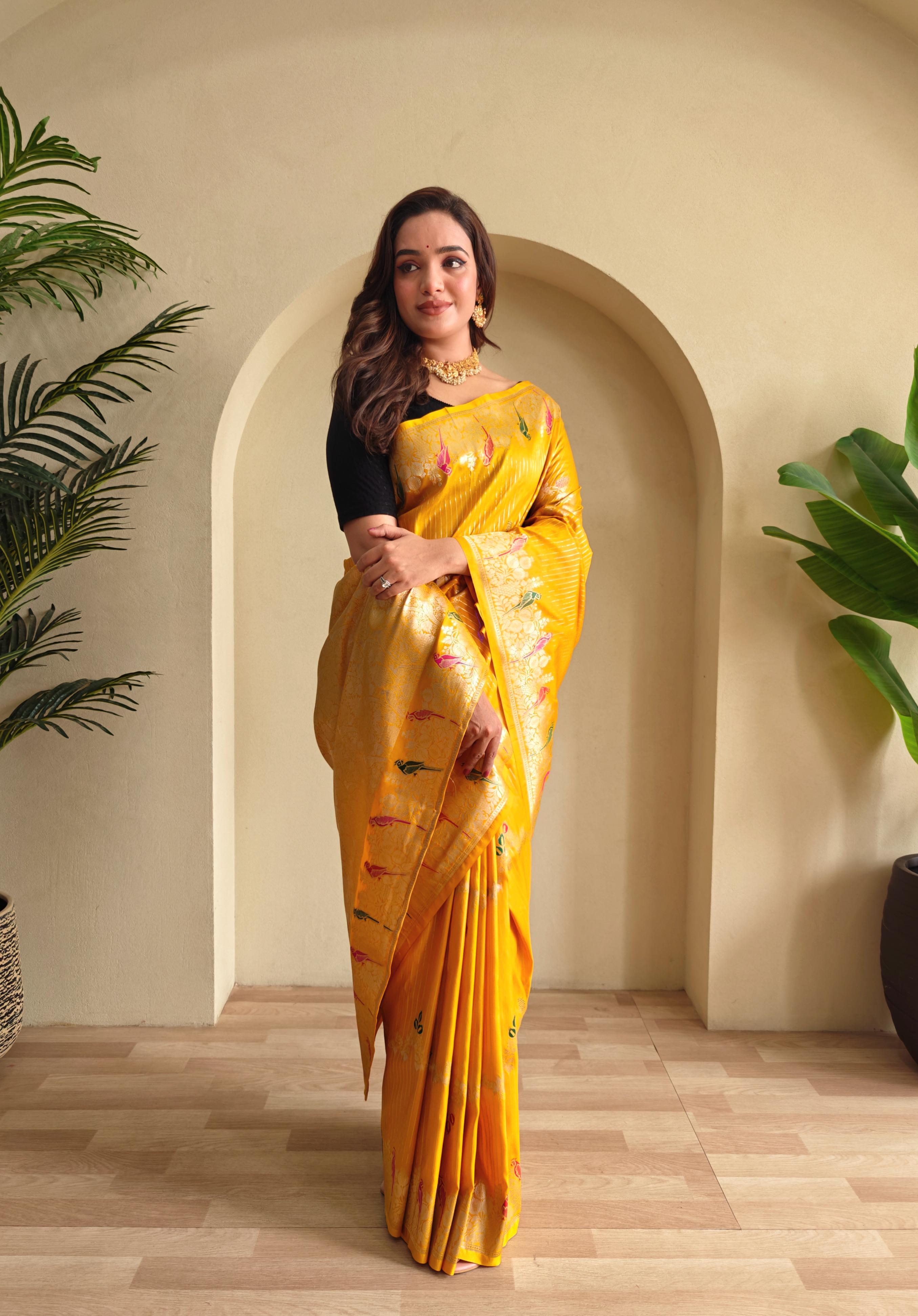 Traditional Wear Mustard Color Silk Saree