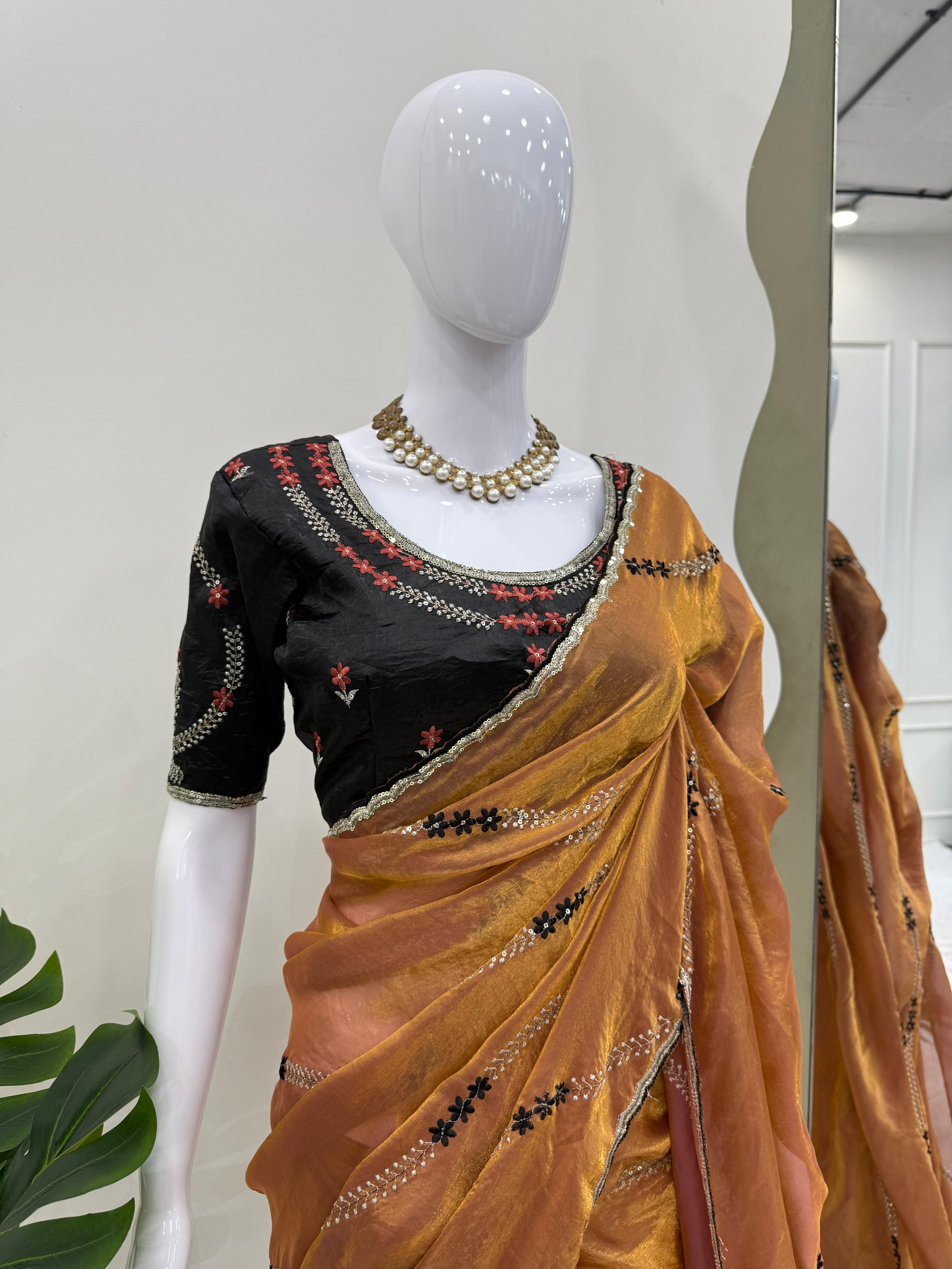 Orange Color Adorable Fandy Silk Saree