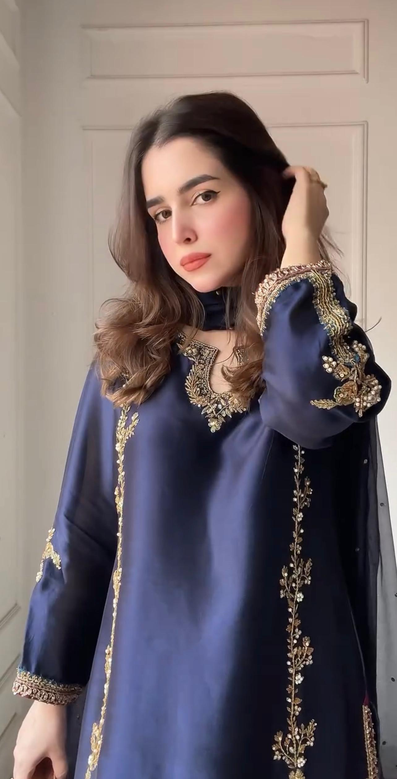 Embroidery Work Navy Blue Color Straight Salwar Suit