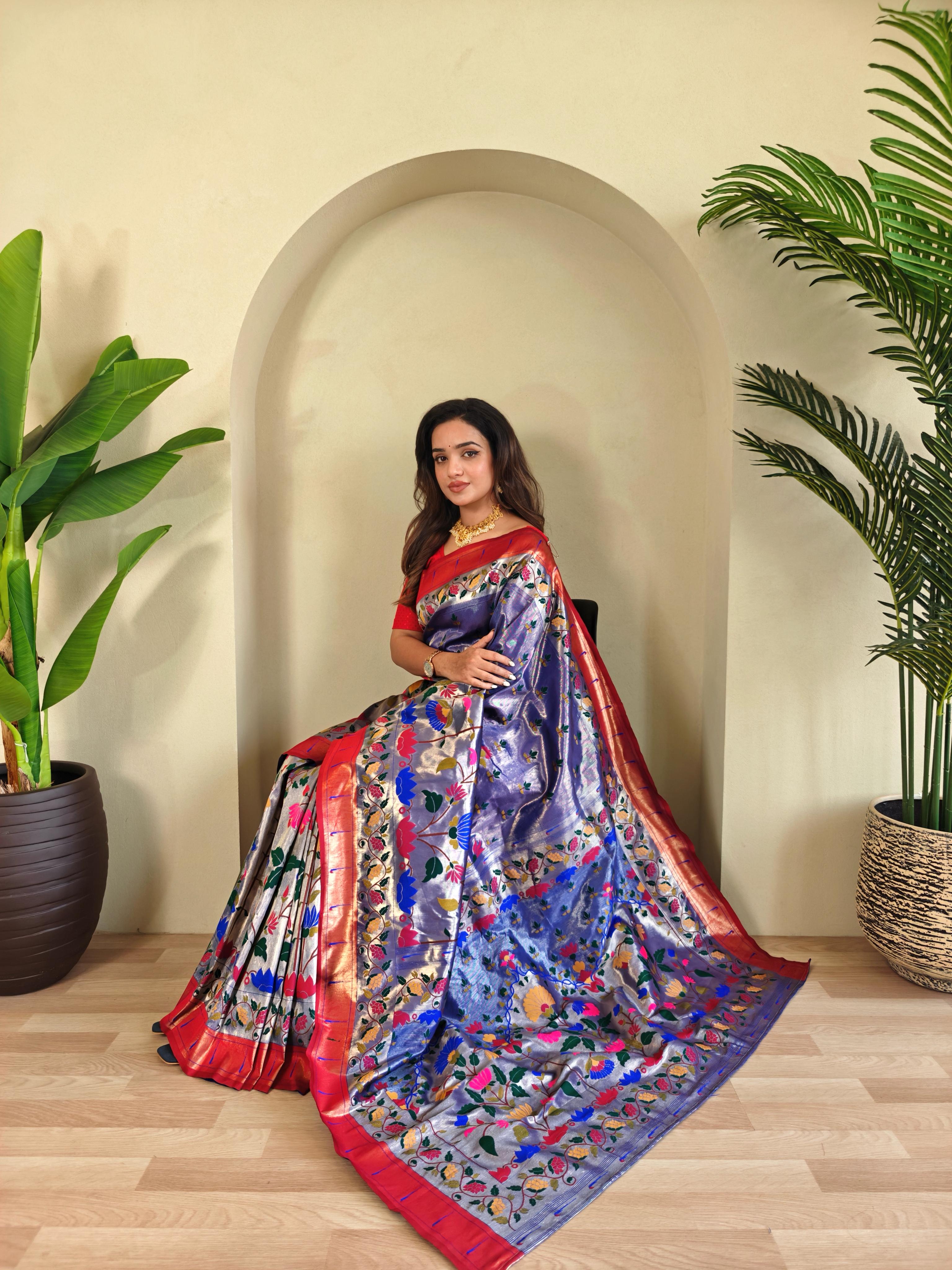 Wonderful Paithani Silk Purple Color Saree