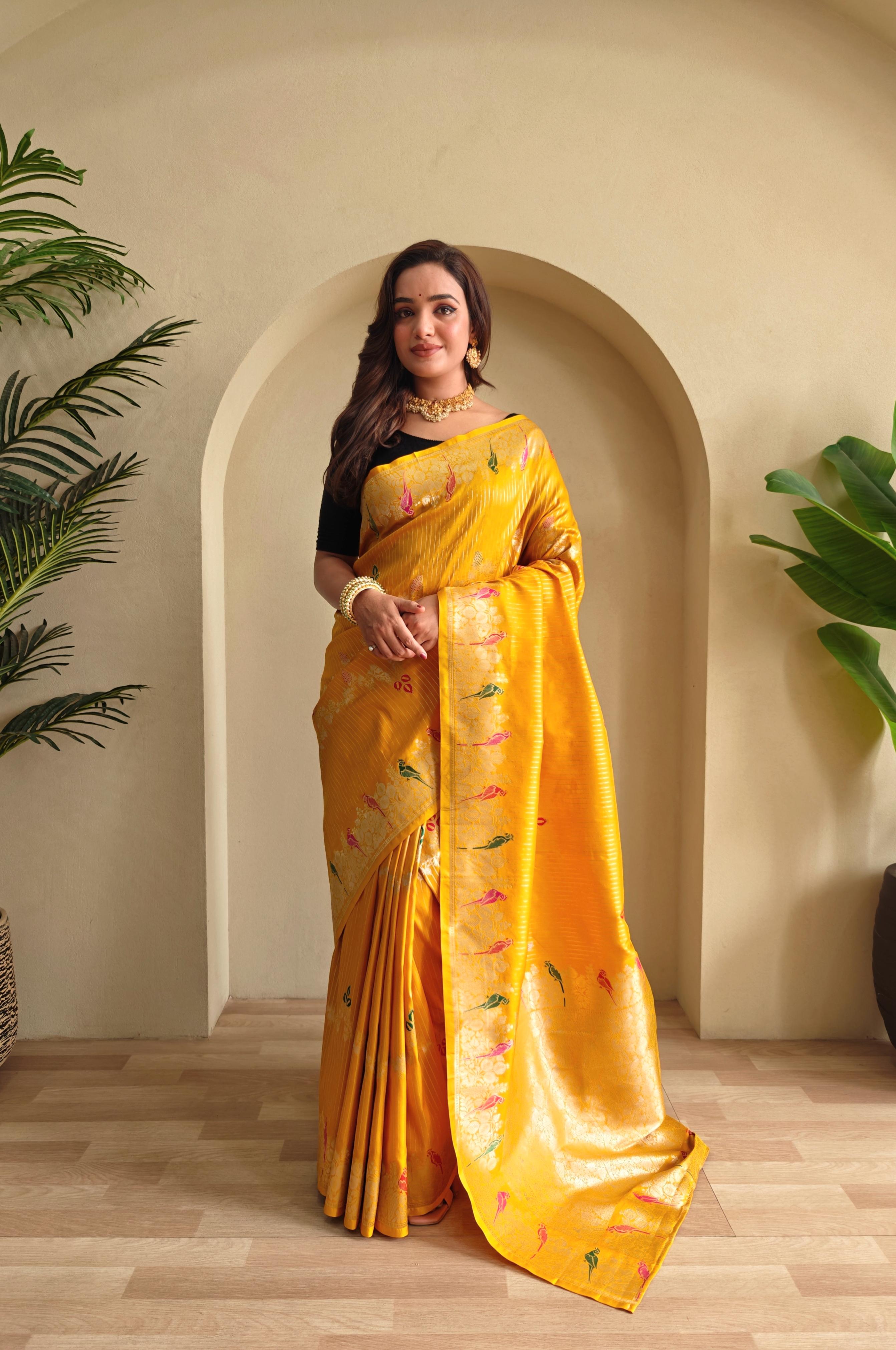 Traditional Wear Mustard Color Silk Saree