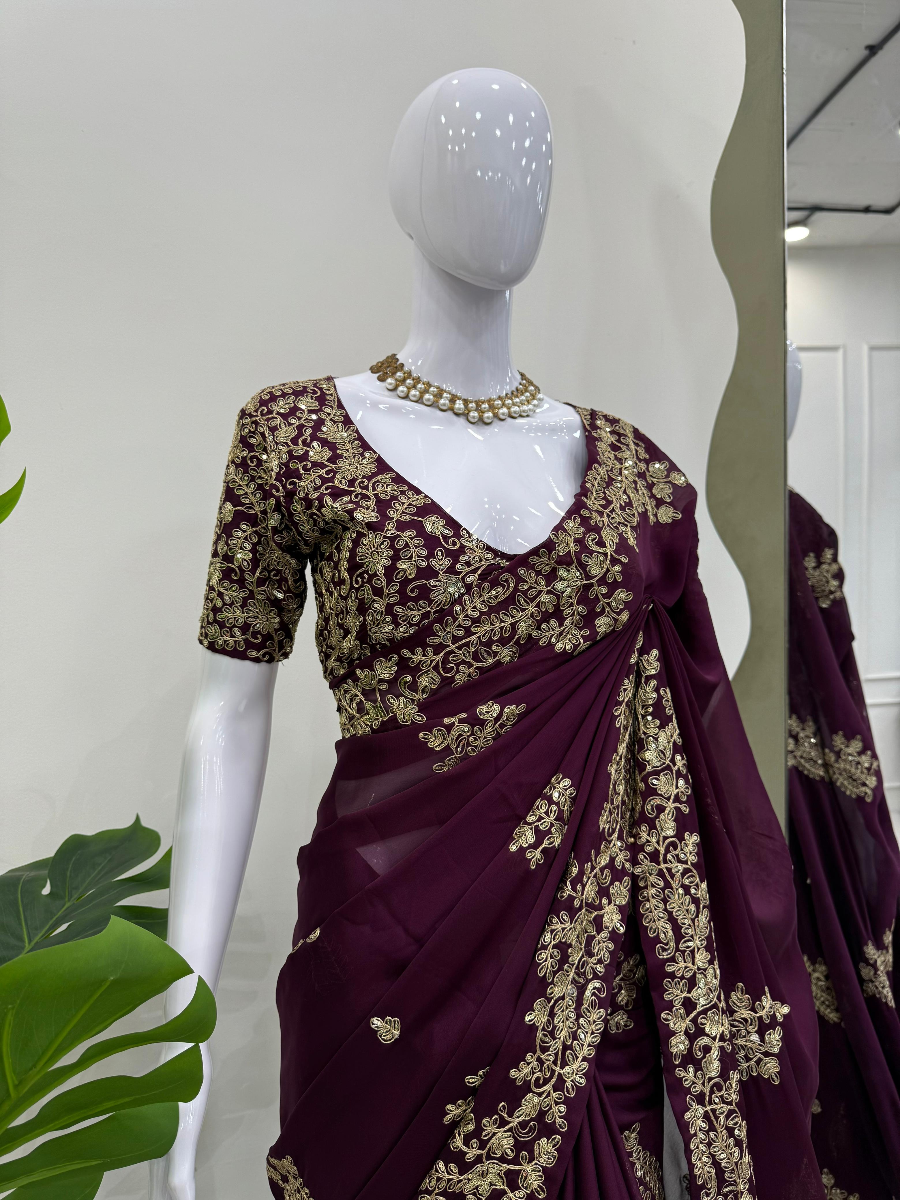 Wine Color Rangoli Silk Marriage Special Saree