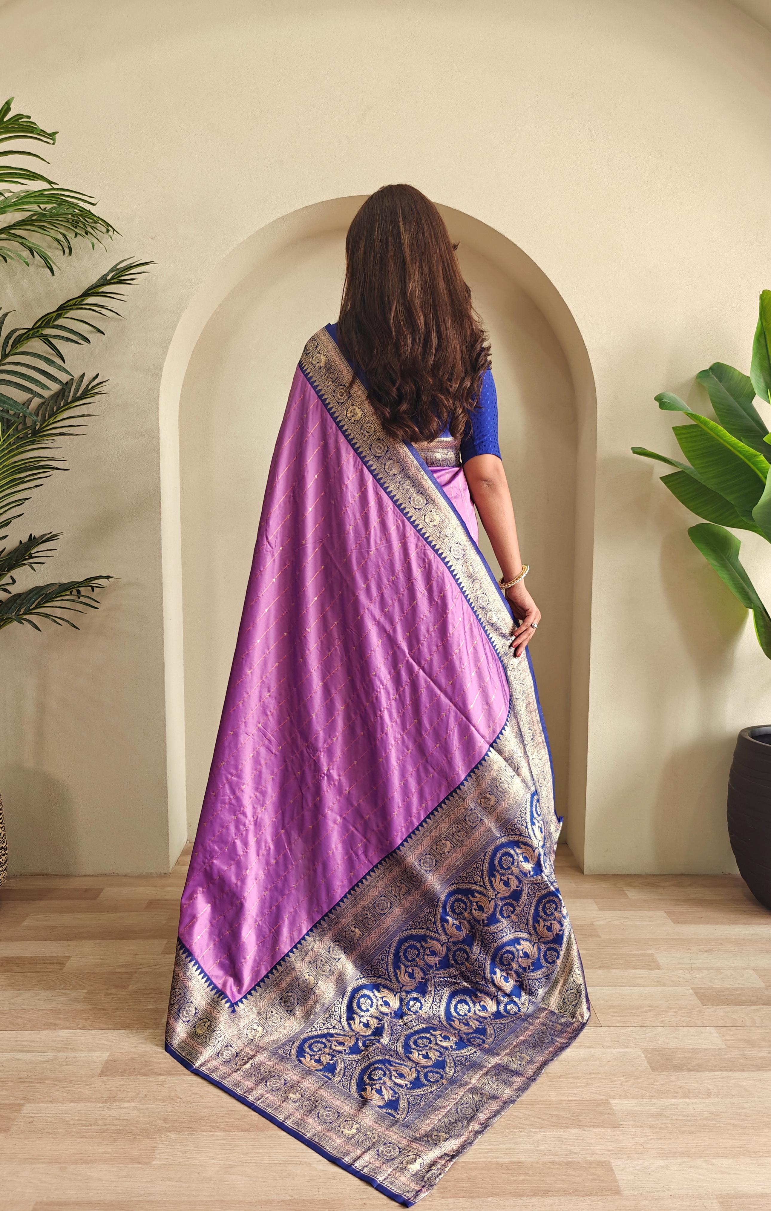 Casual Wear Lavender Color Paithani Silk Saree
