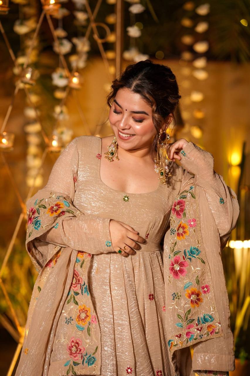 Premium Crunchy Silk Embroidered Top–Sharara–Dupatta Set | Fully Stitched