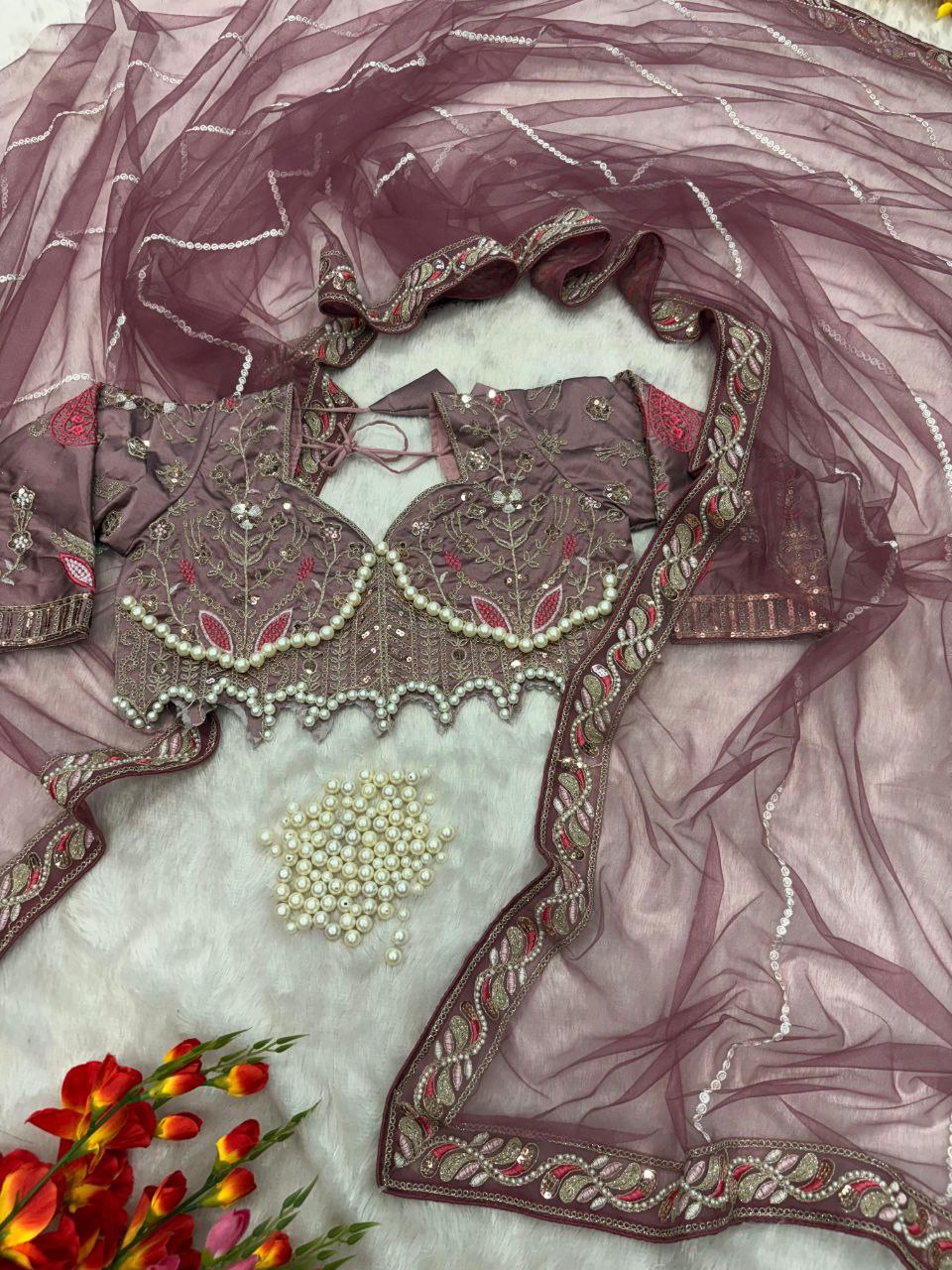 Wedding & Party Wear Hand Diamond Work Pink Color saree