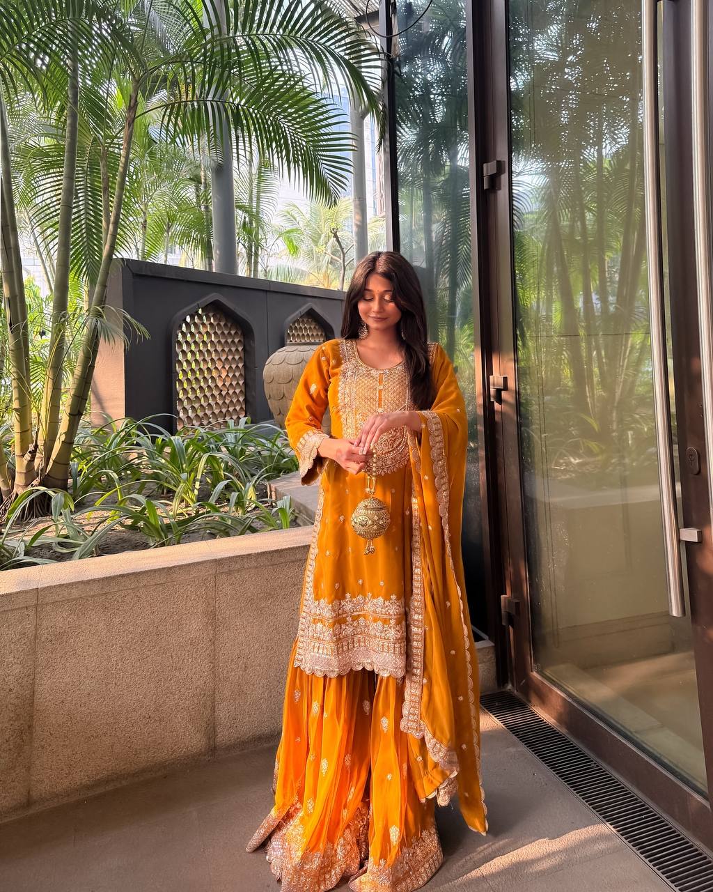 Admiring Heavy Mustard Color Sharara Suit