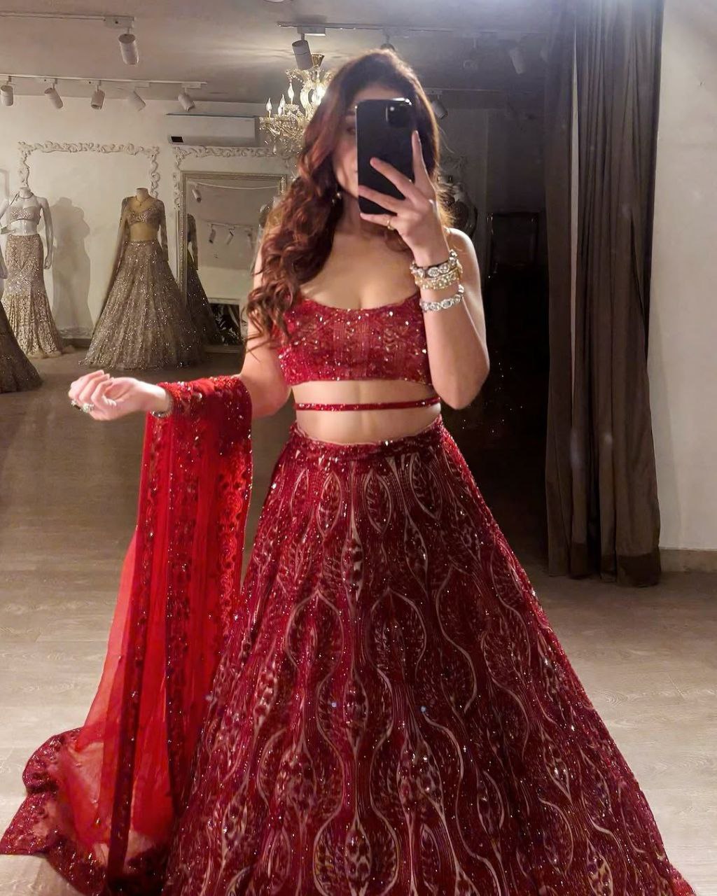 Bridal Wear Heavy Work Red Color Lehenga Choli
