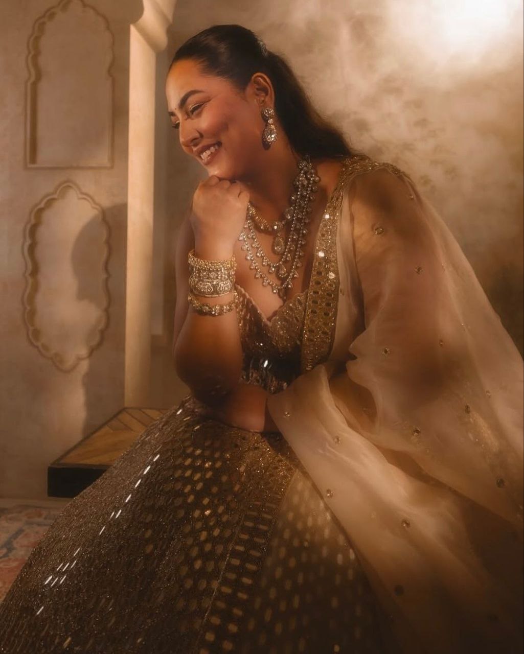 Occasion Wear Karishma Silk Beige Color Lehenga Choli