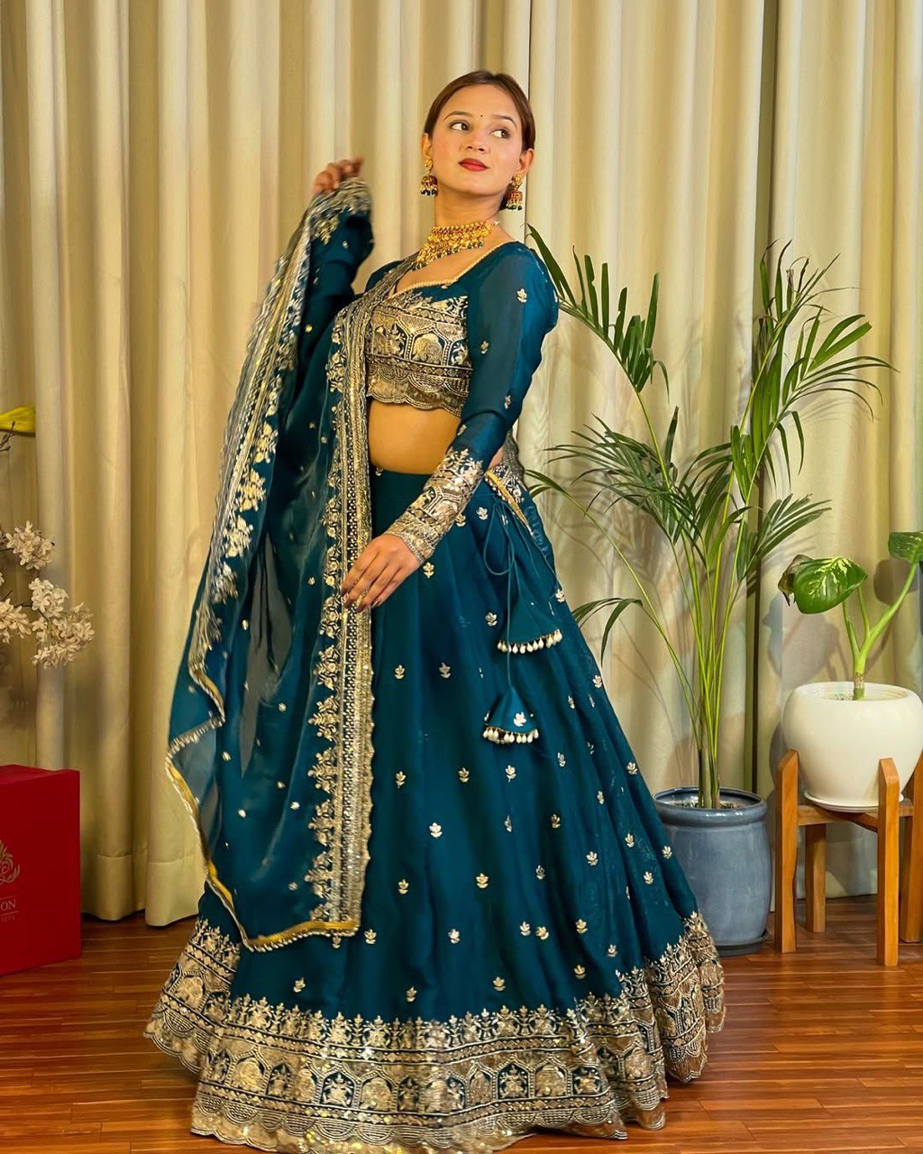 Wedding Wear Heavy Work Blue Color Lehenga Choli