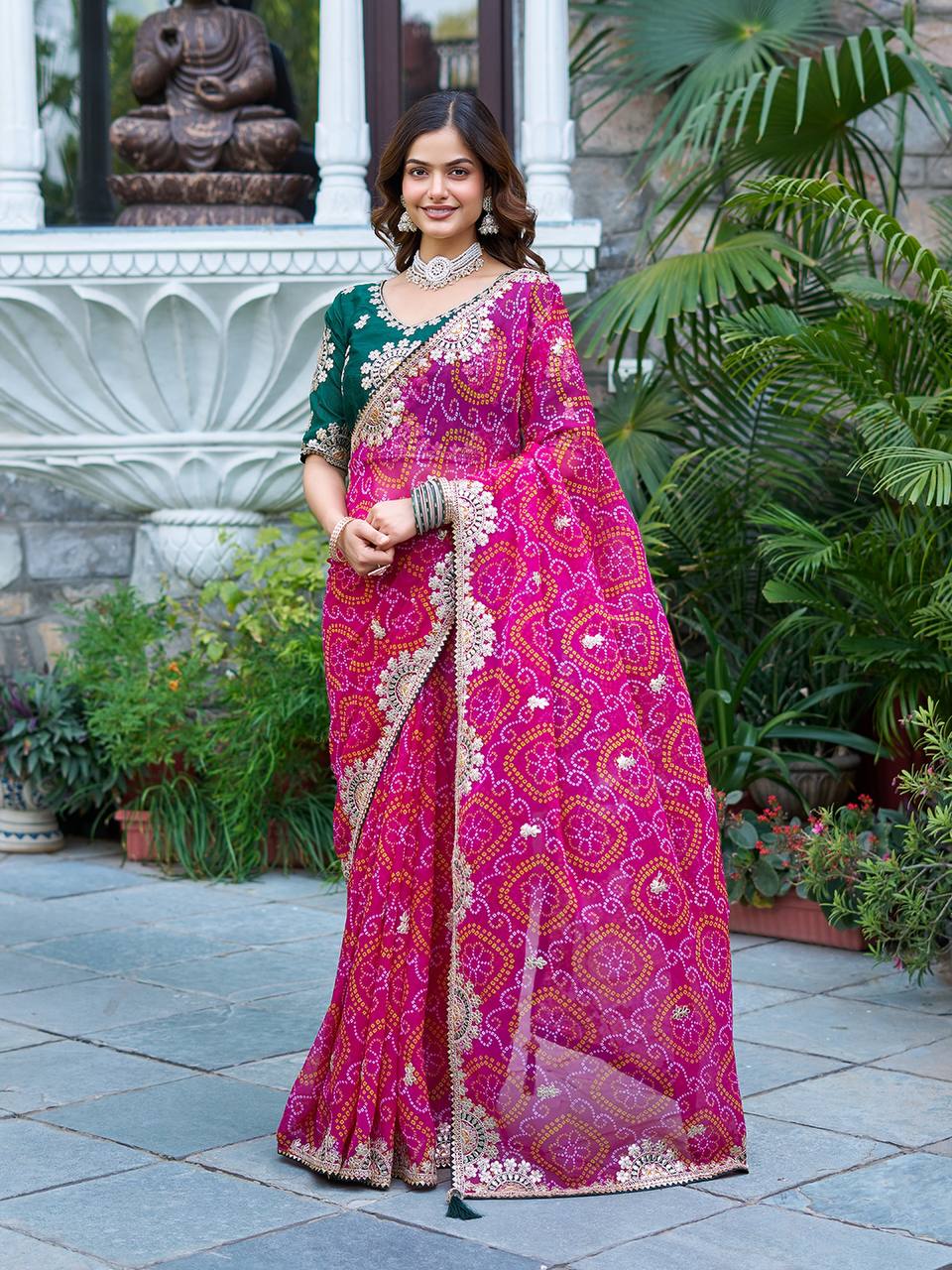 Function Wear Gota Pati Work Pink Color Saree