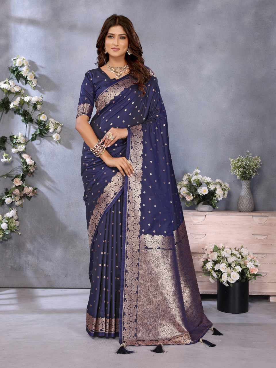 Blue Color Traditional Banarasi Silk Rich Pallu Saree