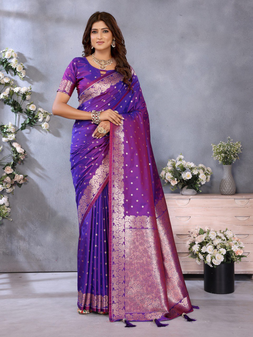 Purple Color Traditional Banarasi Silk Rich Pallu Saree