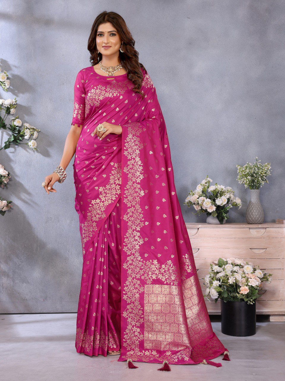 Awesome Banarasi Silk Pink Color Saree