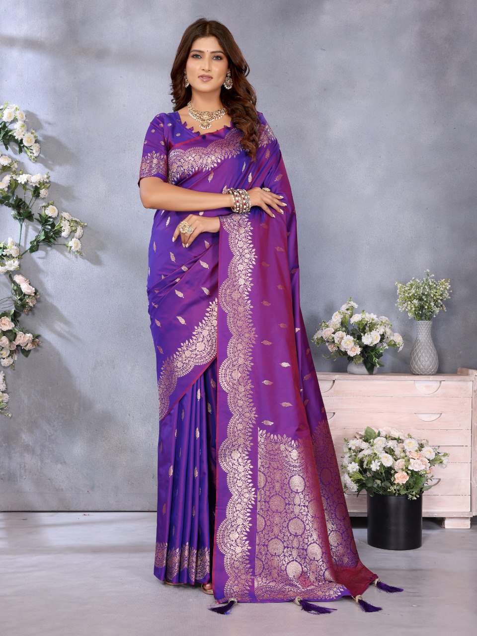 Demanding Purple Color Silk Saree