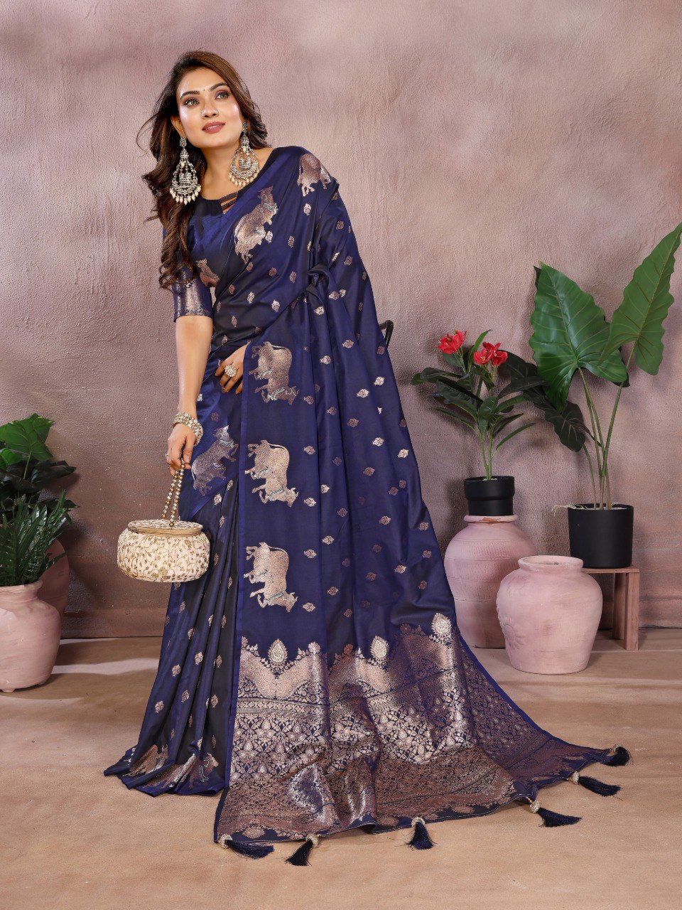 Festive Wear Blue Color Banarasi Silk Saree