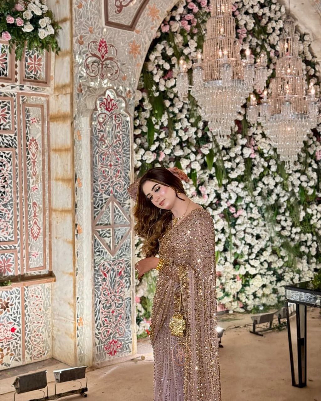 Stunning Sequence Work Light Pink Color Saree