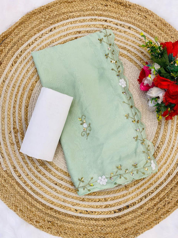 Fantastic Beglory Silk Pista Color Saree