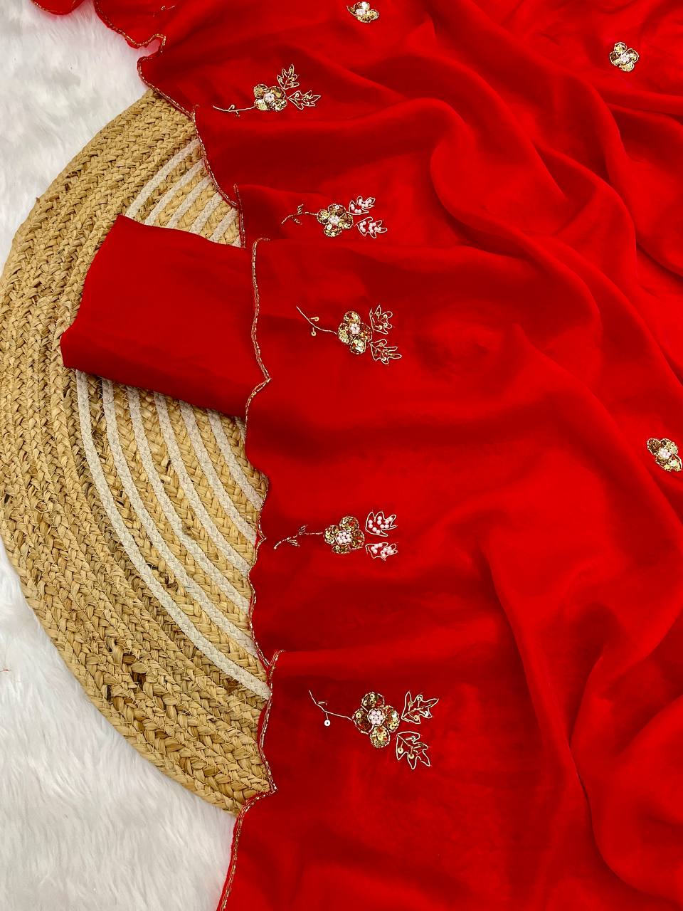 Gorgeous Fandy Silk Red Color Saree