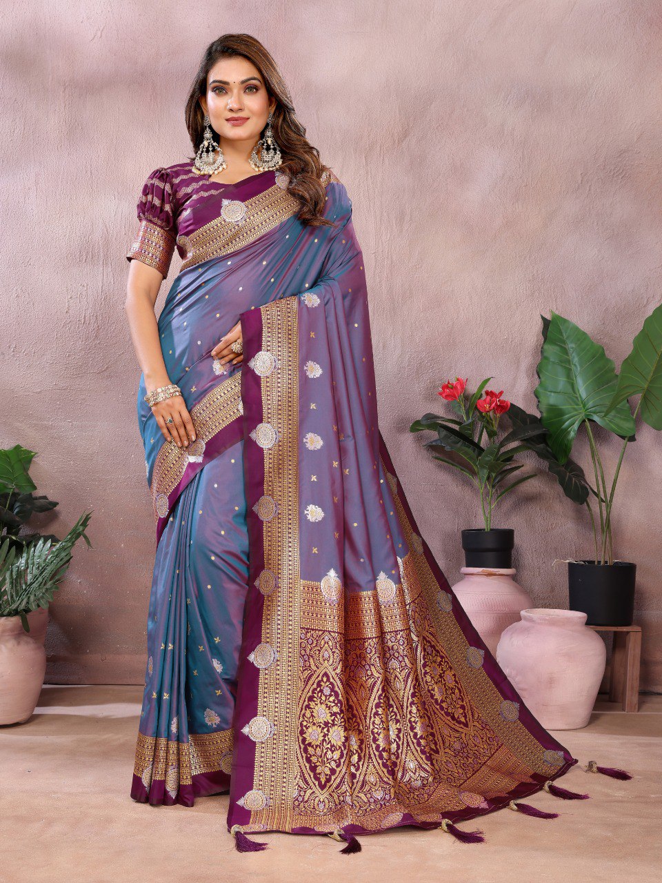 Light Purple Color Designer Kalamkari Silk Saree