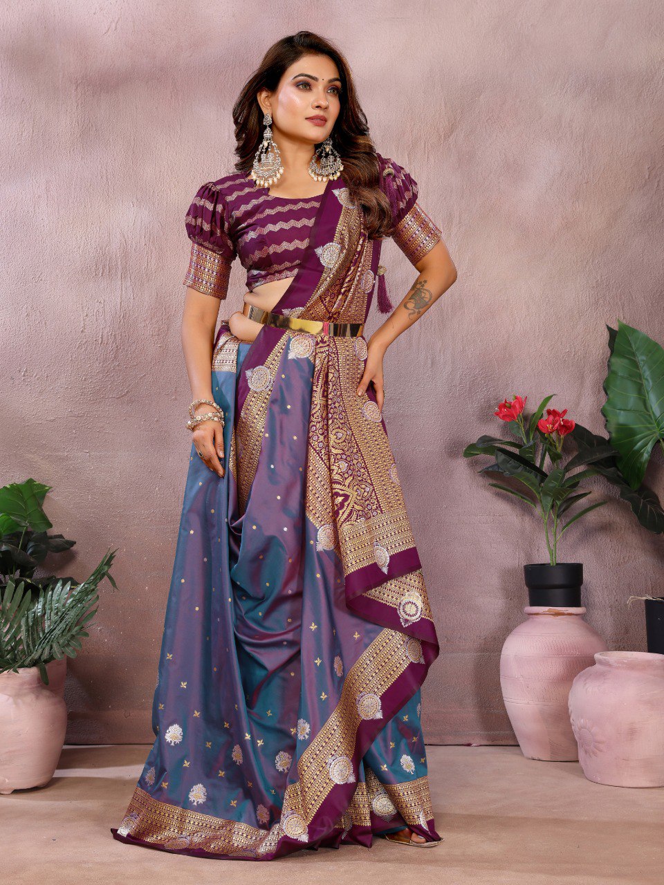 Light Purple Color Designer Kalamkari Silk Saree