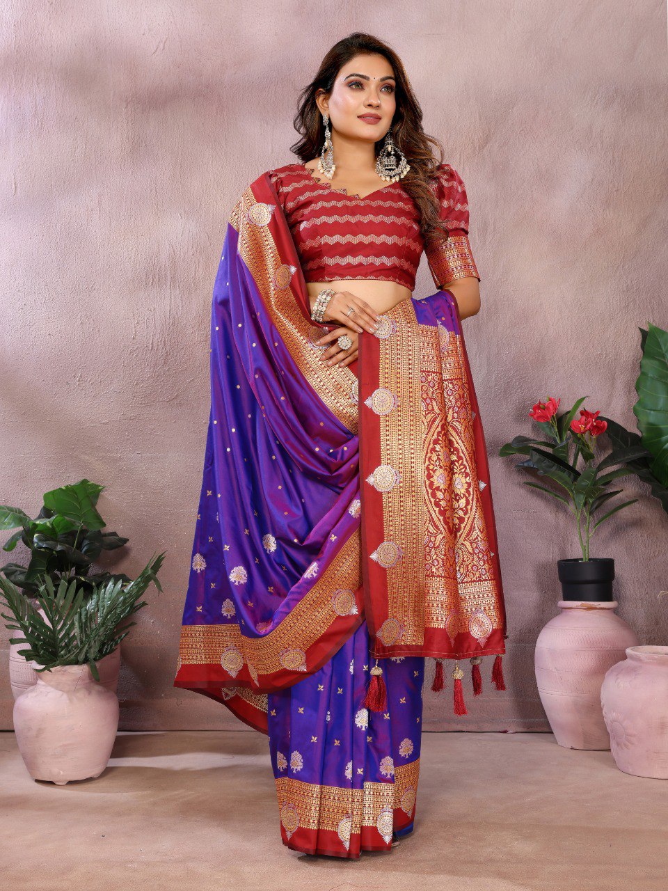 Purple Color Designer Kalamkari Silk Saree