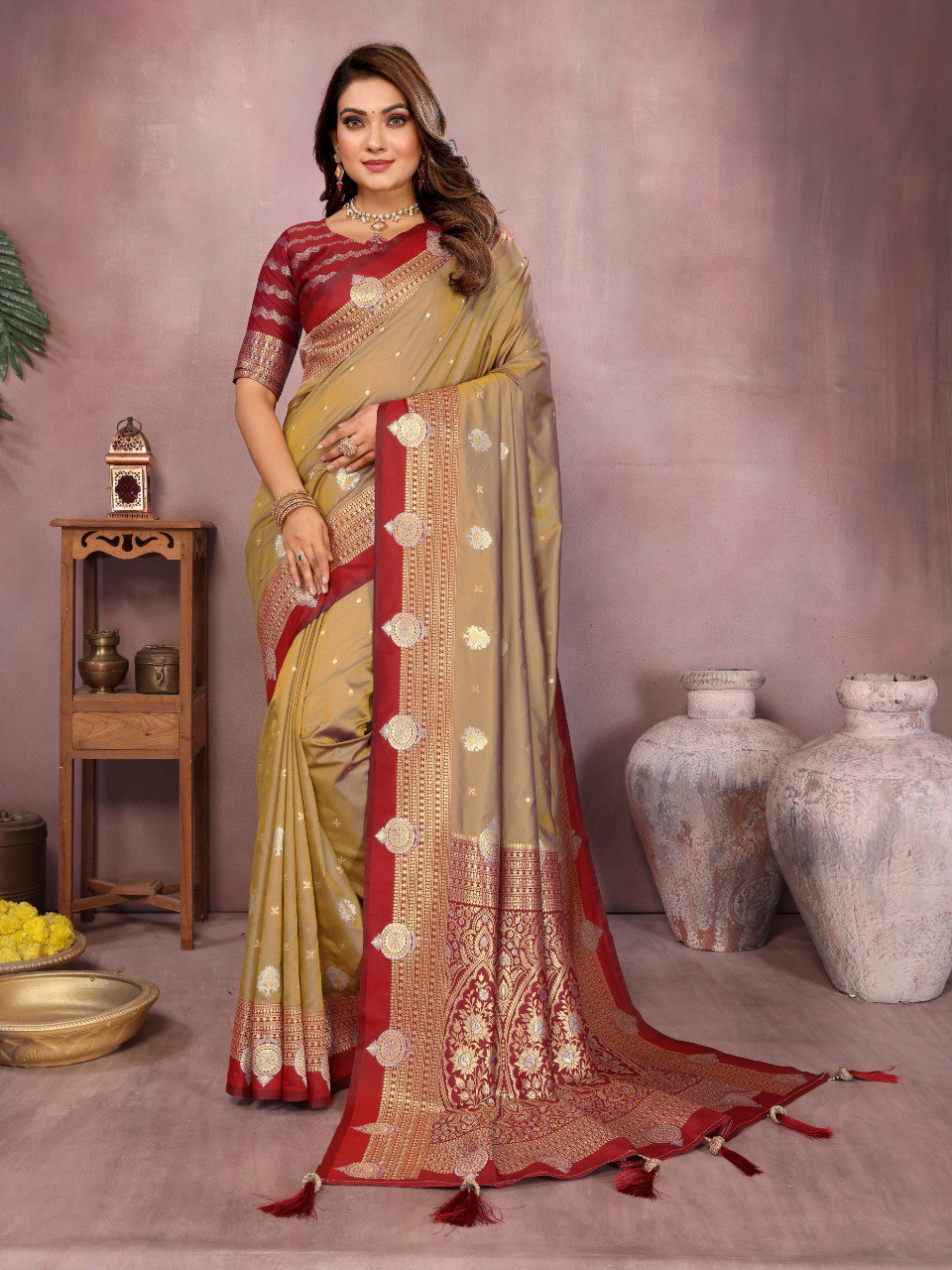 Mustard Color Designer Kalamkari Silk Saree