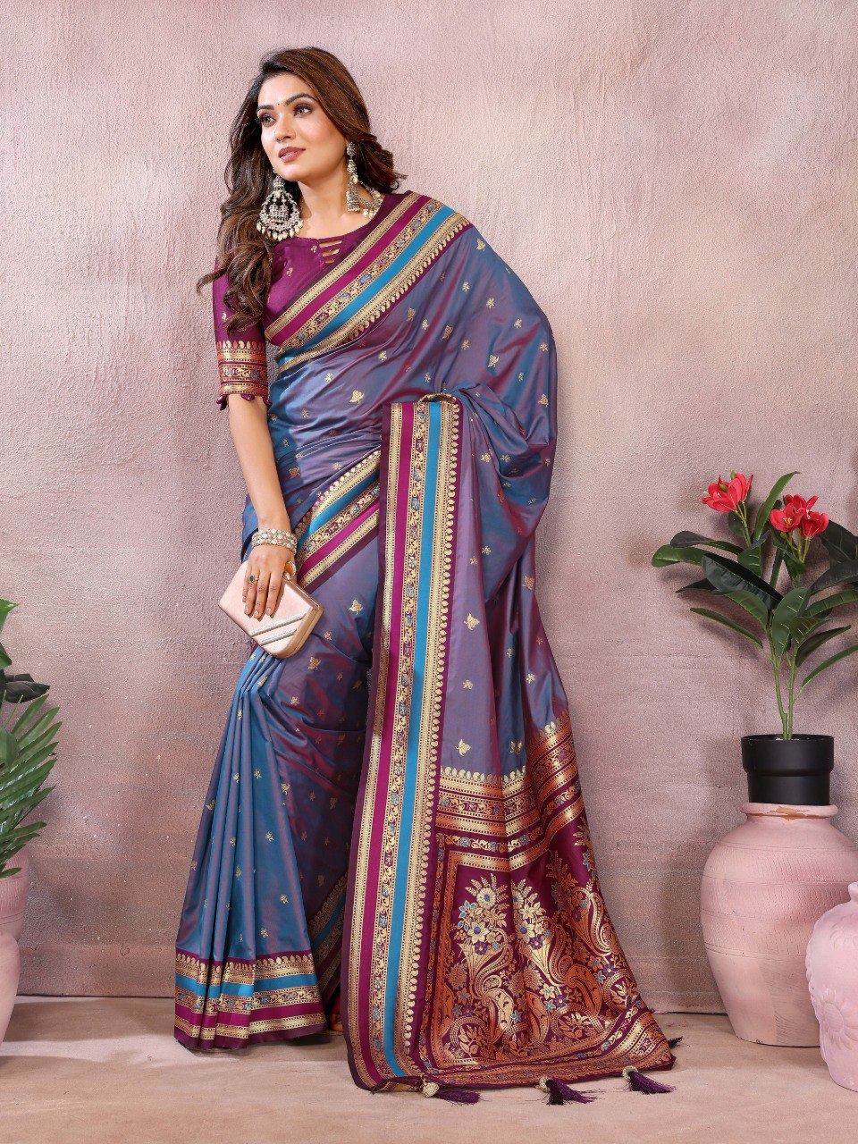 Light Purple Color Festive Wear Silk Rich Pallu Saree